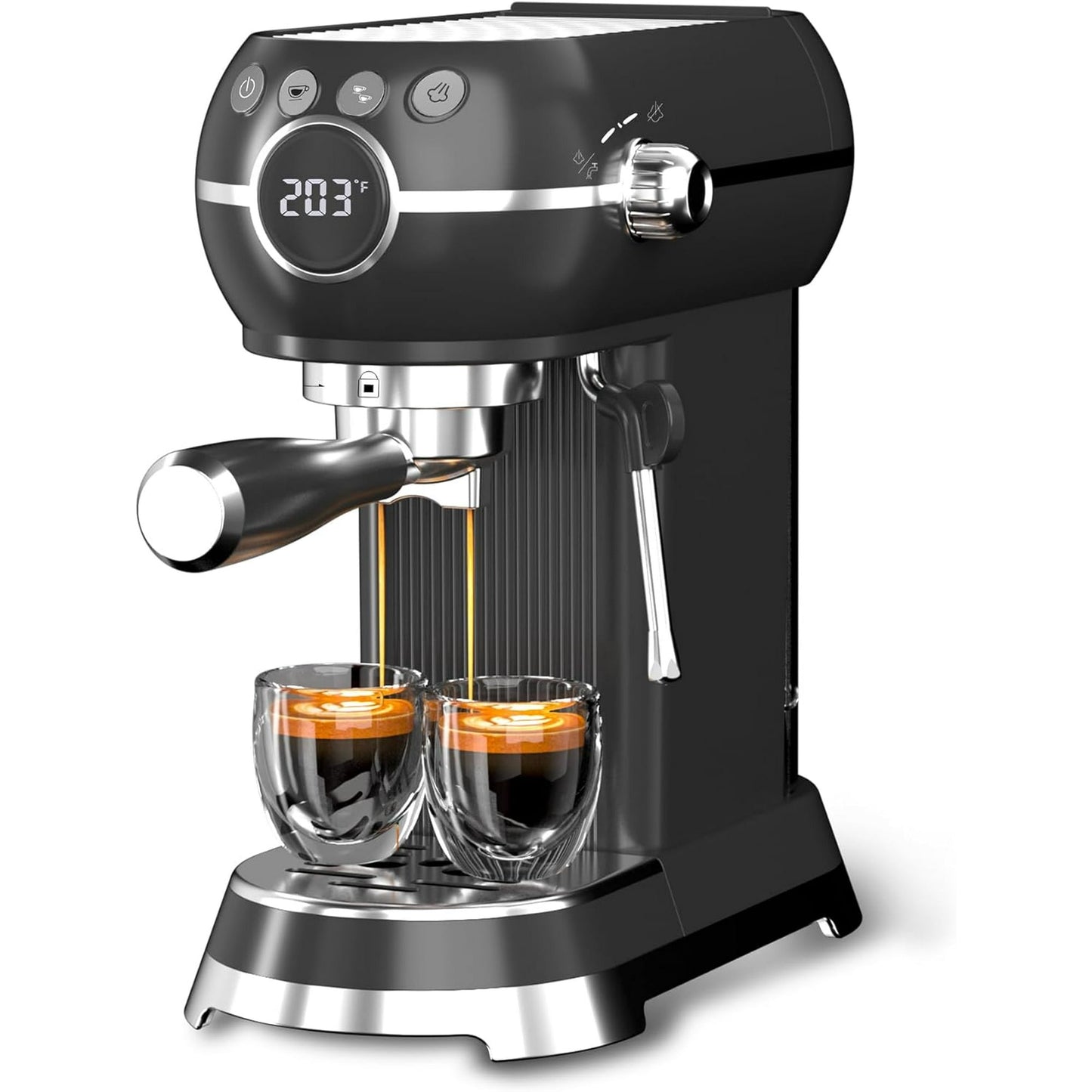 HBN Espresso Machine, 20 Bar Professional Espresso Maker with Milk Frother Steam Wand, Compact Coffee Machine with 27oz Removable Water Tank for Cappuccino, Latte, Americano