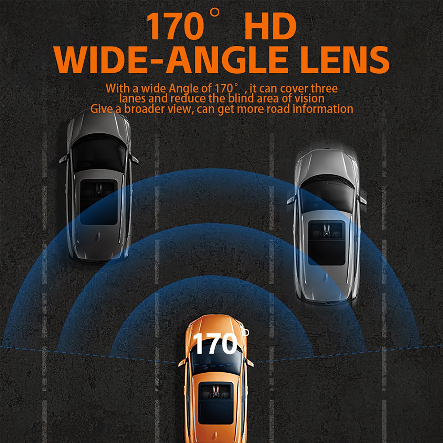 BN-LINK 1080P 3-Lens Dash Cam Front and Rear, Free 32GB Card Included, WiFi Dash Camera for Cars, 170°Wide Angle, Super Night Vision, Loop Recording, G-Sensor, 24-Hour Parking Monitor