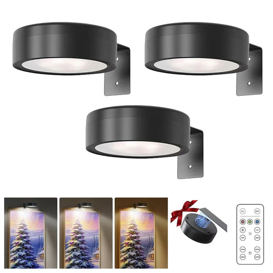 Behome 3 Pack Picture Lights, Magnetic Battery Operated Painting Light with 3 Color Temperatures and 5 Brightness, Remote Dimmable Timer Picture Frame Light for Art Painting, Art Display