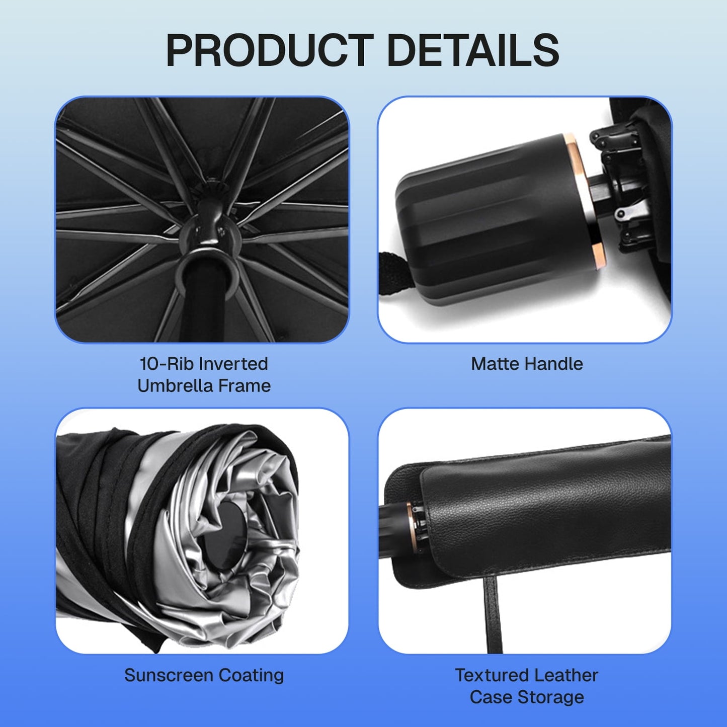 BN-LINK Foldable Car Windshield Sunshade, Heat & UV Rays Blocking Car Umbrella, Car Sun Shade with Carry Bag, Universal Fits Cars & SUVs (55.1" x 31.5")