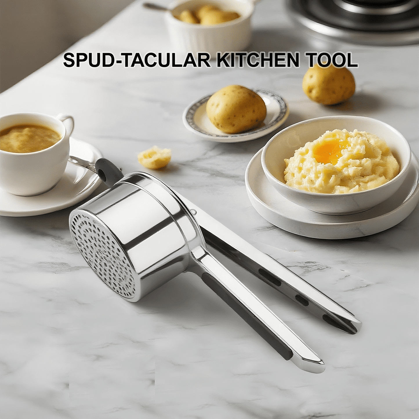 Behome Potato Ricer with 3 Interchangeable Discs, 15 oz Heavy Duty Stainless Steel Potato Masher and Ricer, Kitchen Gadget for Mashed Potatoes, Carrots