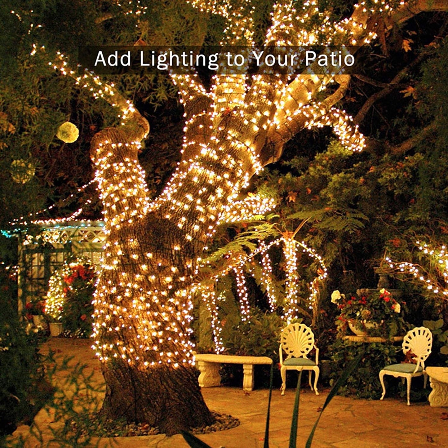 BN-LINK 2 Packs Solar String Christmas Lights, 39FT 100 LED Solar String Lights with 8 Lighting Modes, Outdoor Waterproof Christmas Lights for Xmas Tree, Party, Garden(Warm White)