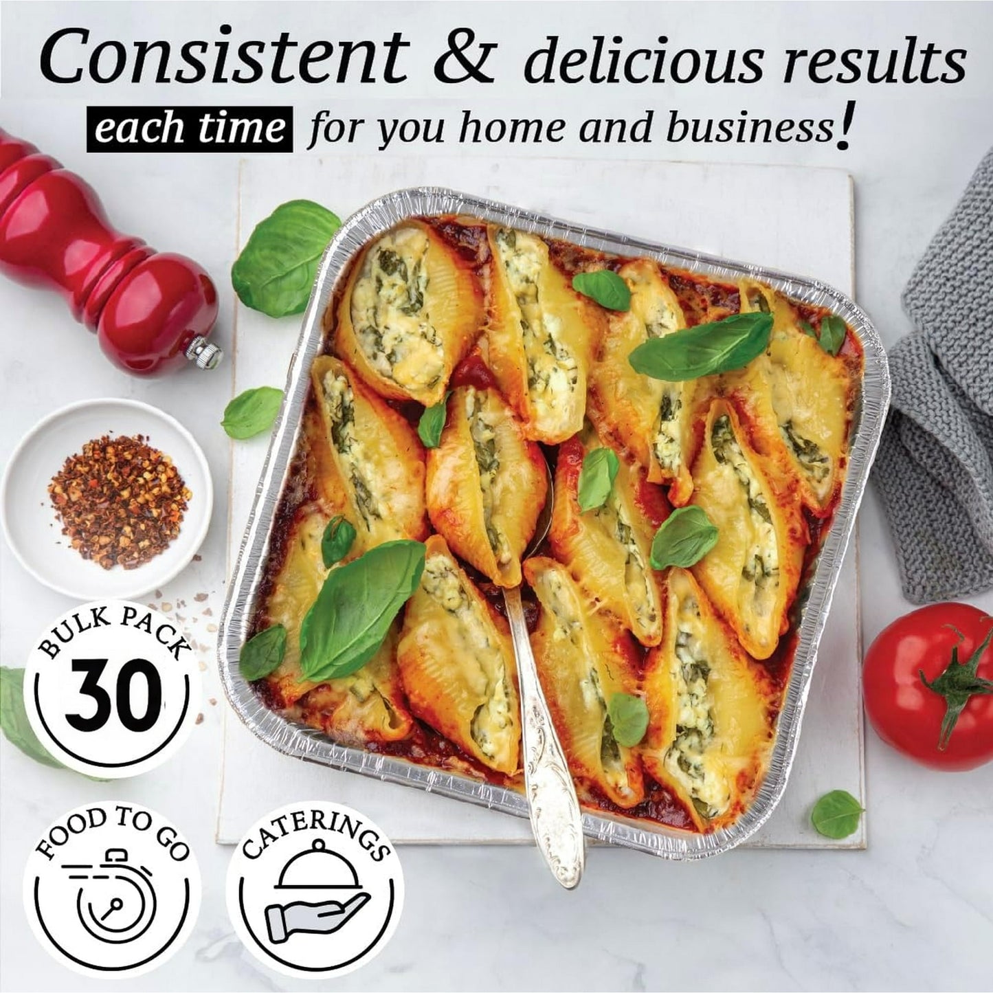 Behome 30 Pack Aluminum Pans, 8x8 Square Disposable Aluminum Baking Cake Pans, Heavy Duty Aluminum Roasting Trays for Baking, Cooking Food