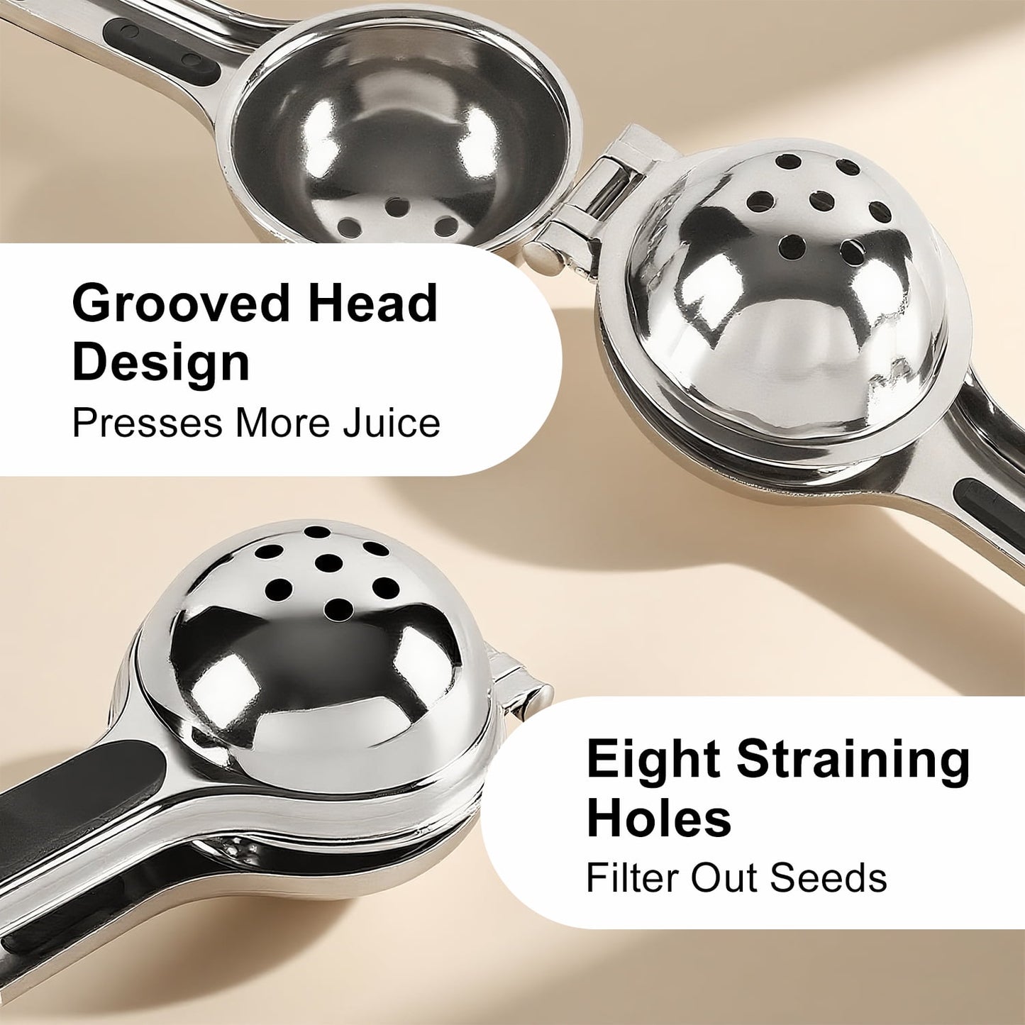 Behome Lemon Squeezer, Stainless Steel Handheld Lemon Juicer with Silicone Handles, Heavy Duty Manual Juicer for Lemon, Orange, Citrus
