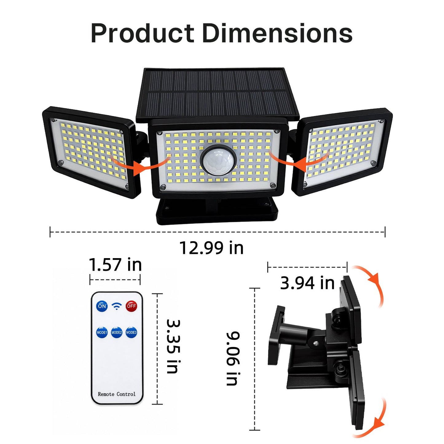 BN-LINK 2-Pack Solar Outdoor Lights, 283 LED Solar Motion Sensor Lights with 4 Adjustable Heads, 270°Wide Lighting Coverage, IP65 Waterproof Solar Security Lights for Garage, Yard