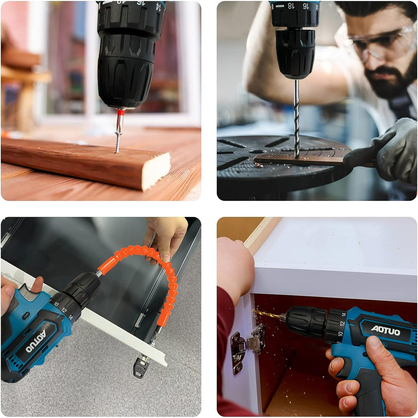 BN-LINK Cordless Drill Set, 21V Lithium Ion Power Drill with 1 Battery and Charger, Compact Driver/Drill Kit, Variable Speed, 3/8'' Keyless Chuck, Blue