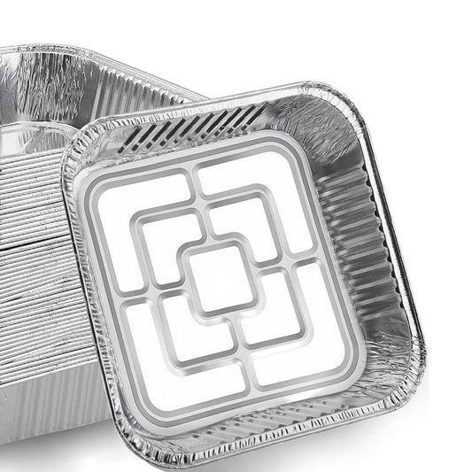 Behome 30 Pack Aluminum Pans, 8x8 Square Disposable Aluminum Baking Cake Pans, Heavy Duty Aluminum Roasting Trays for Baking, Cooking Food