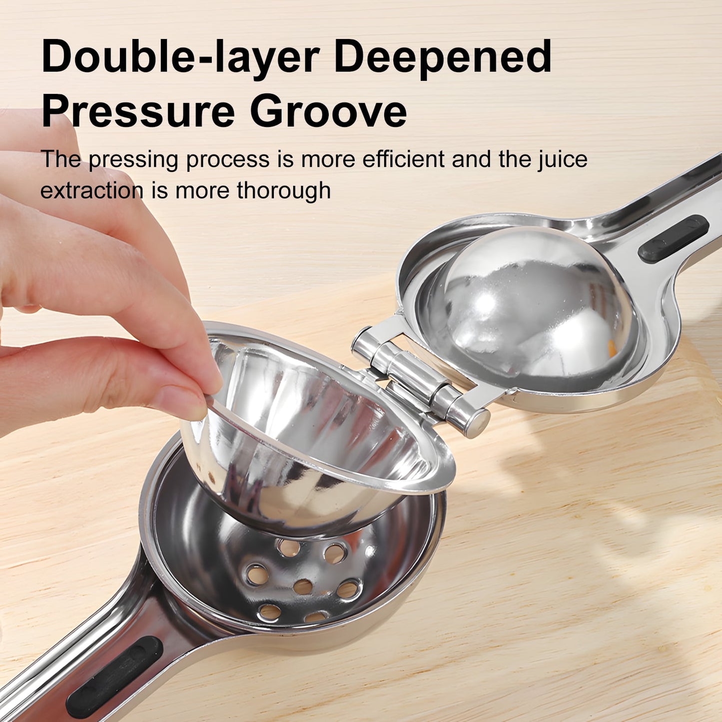 Behome Lemon Squeezer, Stainless Steel Handheld Lemon Juicer with Silicone Handles, Heavy Duty Manual Juicer for Lemon, Orange, Citrus