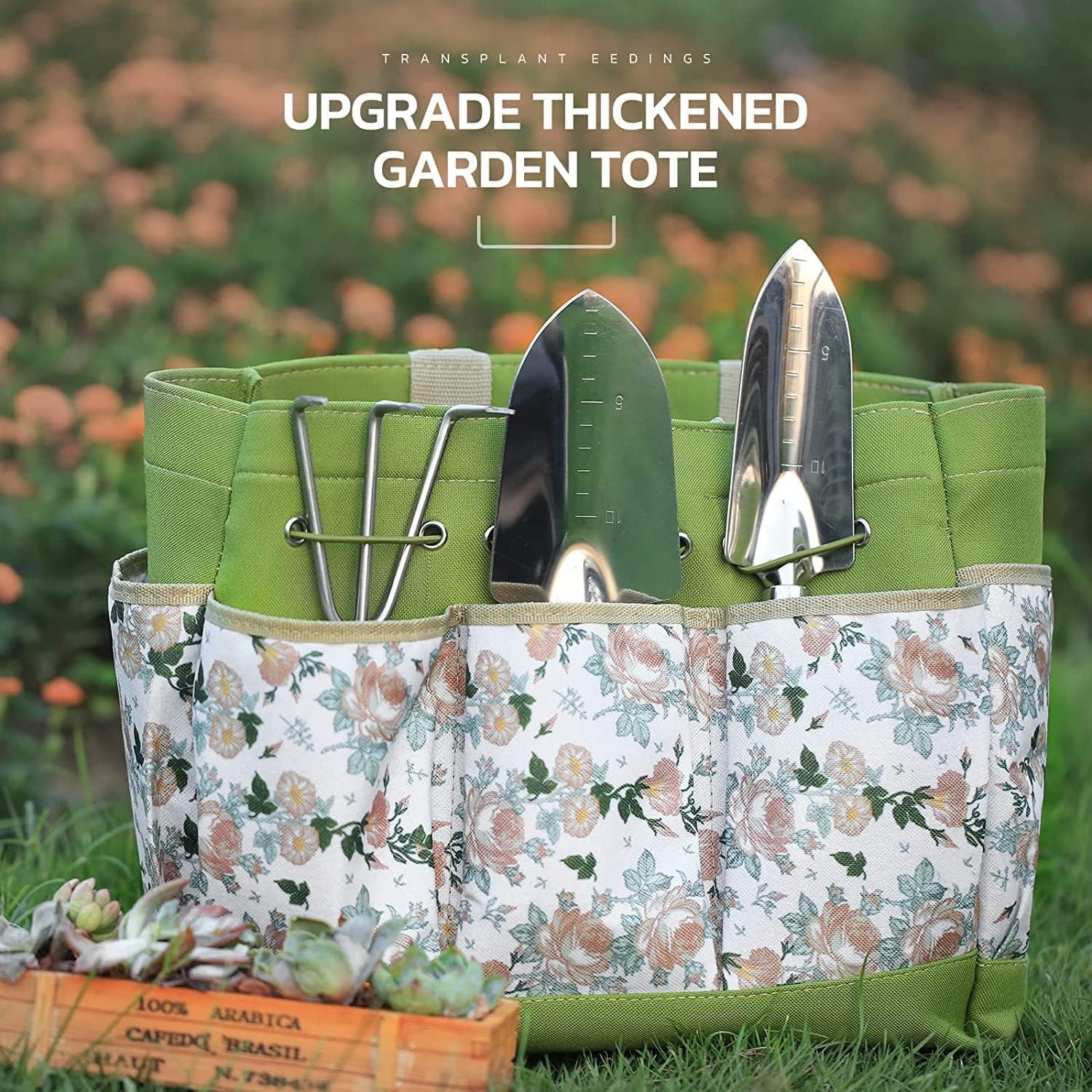 BN-LINK Garden Tool Set, 9 Piece Heavy Duty Gardening Hand Tools with Fashion and Durable Garden Tools Organizer Handbag,Rust-Proof Garden Tool Set, Ideal Gardening Gifts for Women and Men