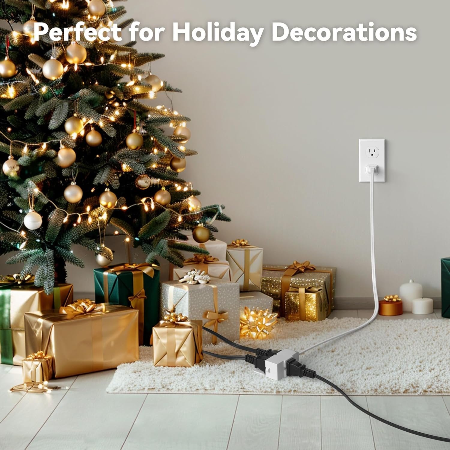 BN-LINK 6/9/12 Ft Indoor Extension Cord, White, 3 Outlets with Safety Cap Included, 2 Prong Polarized Plug, Perfect for Homes, Offices, and Kitchens, 3 Variety Pack