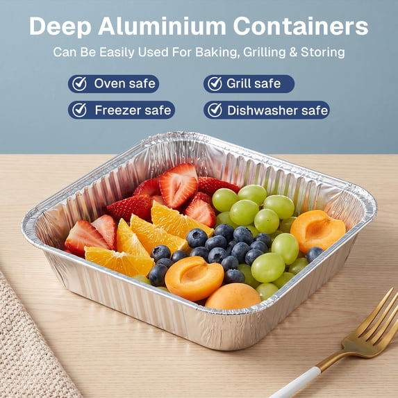 Behome 30 Pack Aluminum Pans, 8x8 Square Disposable Aluminum Baking Cake Pans, Heavy Duty Aluminum Roasting Trays for Baking, Cooking Food