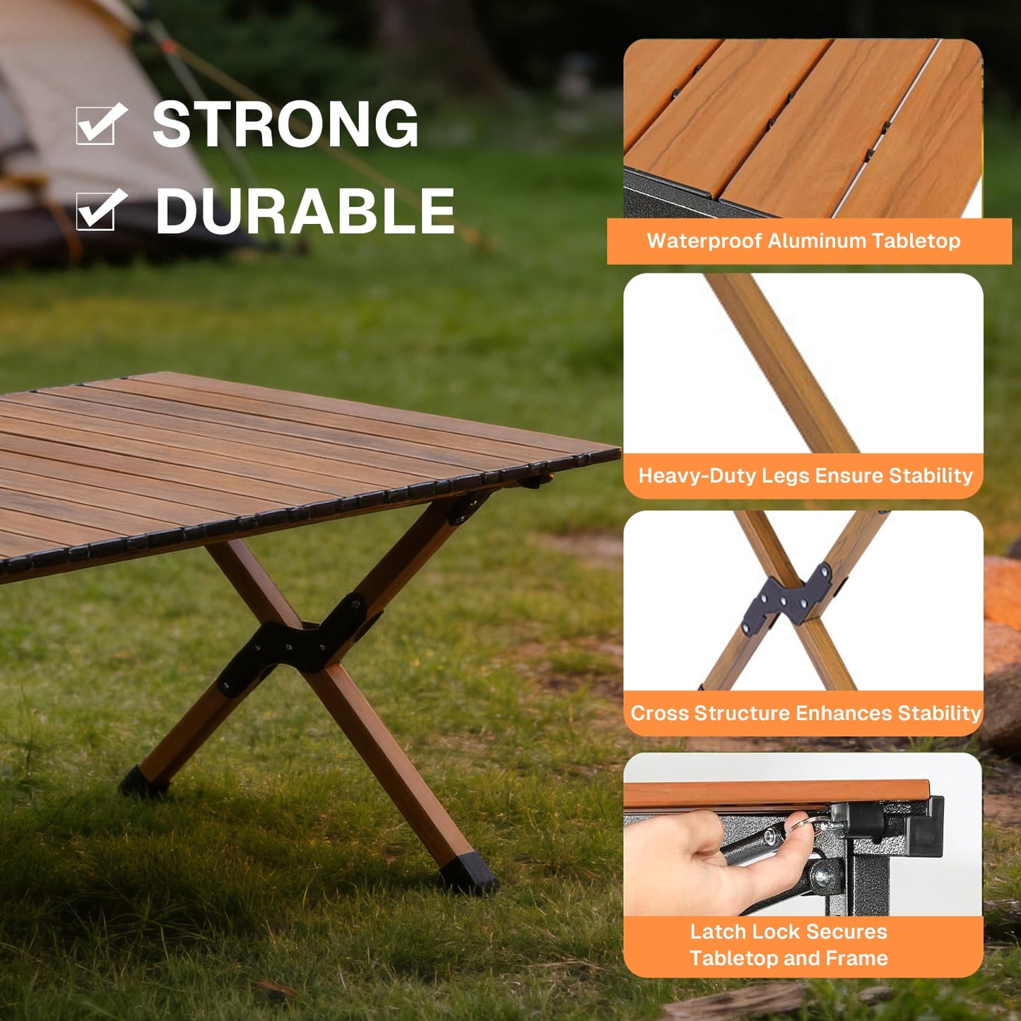 BN-LINK Folding Table Camping Table for Outdoor Barbecue Picnic Table Outdoor Table Garden Table,Lightweight with Carry Bag,35.4" L x 23.6" W x 17.7" H