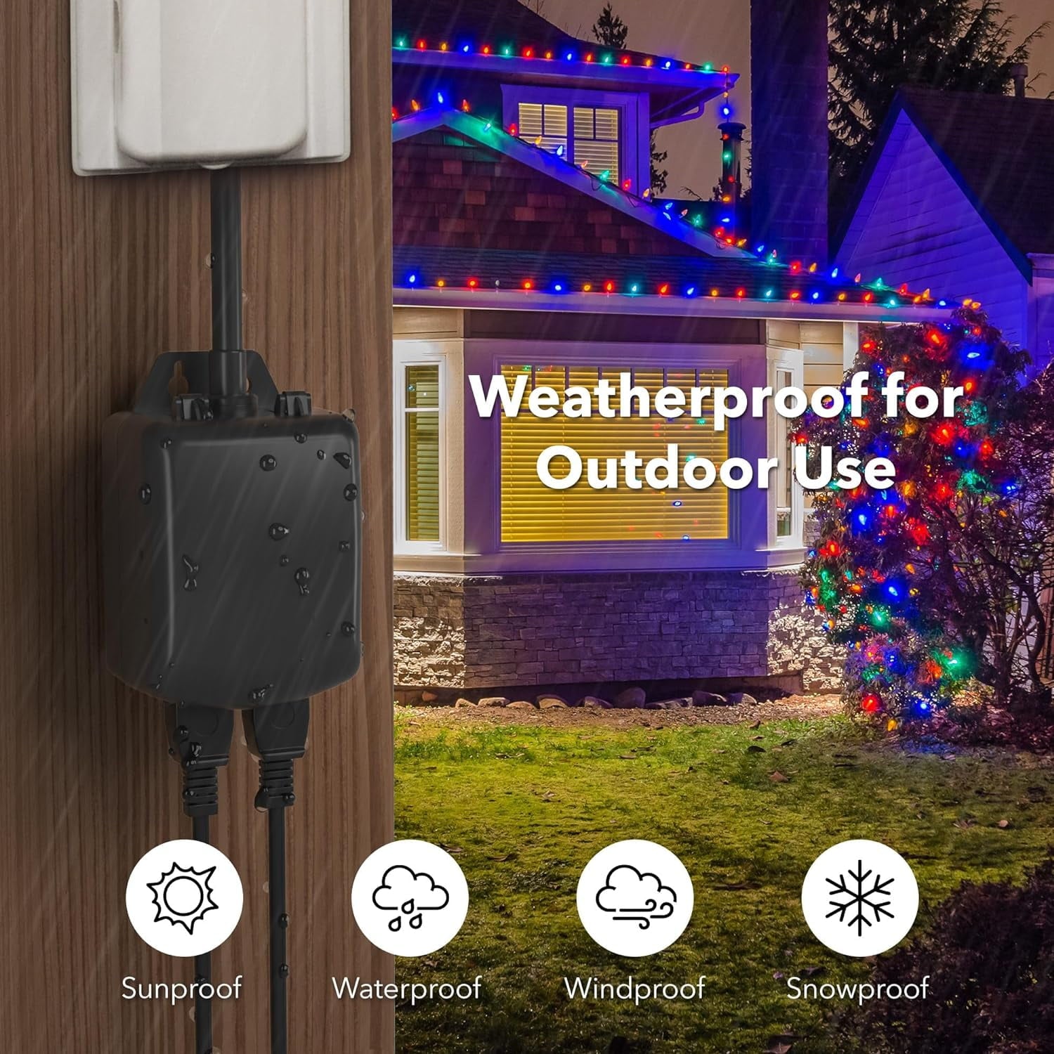 BN-LINK 7 Day Outdoor Heavy Duty Digital 24 Hour Programmable Timer, Dual Outlet, Weatherproof, Heavy Duty, Accurate for Lamps Ponds Christmas Lights 1875W 1/2HP