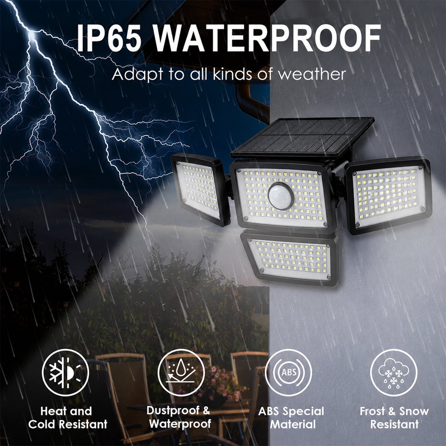 BN-LINK 2-Pack Solar Outdoor Lights, 283 LED Solar Motion Sensor Lights with 4 Adjustable Heads, 270°Wide Lighting Coverage, IP65 Waterproof Solar Security Lights for Garage, Yard
