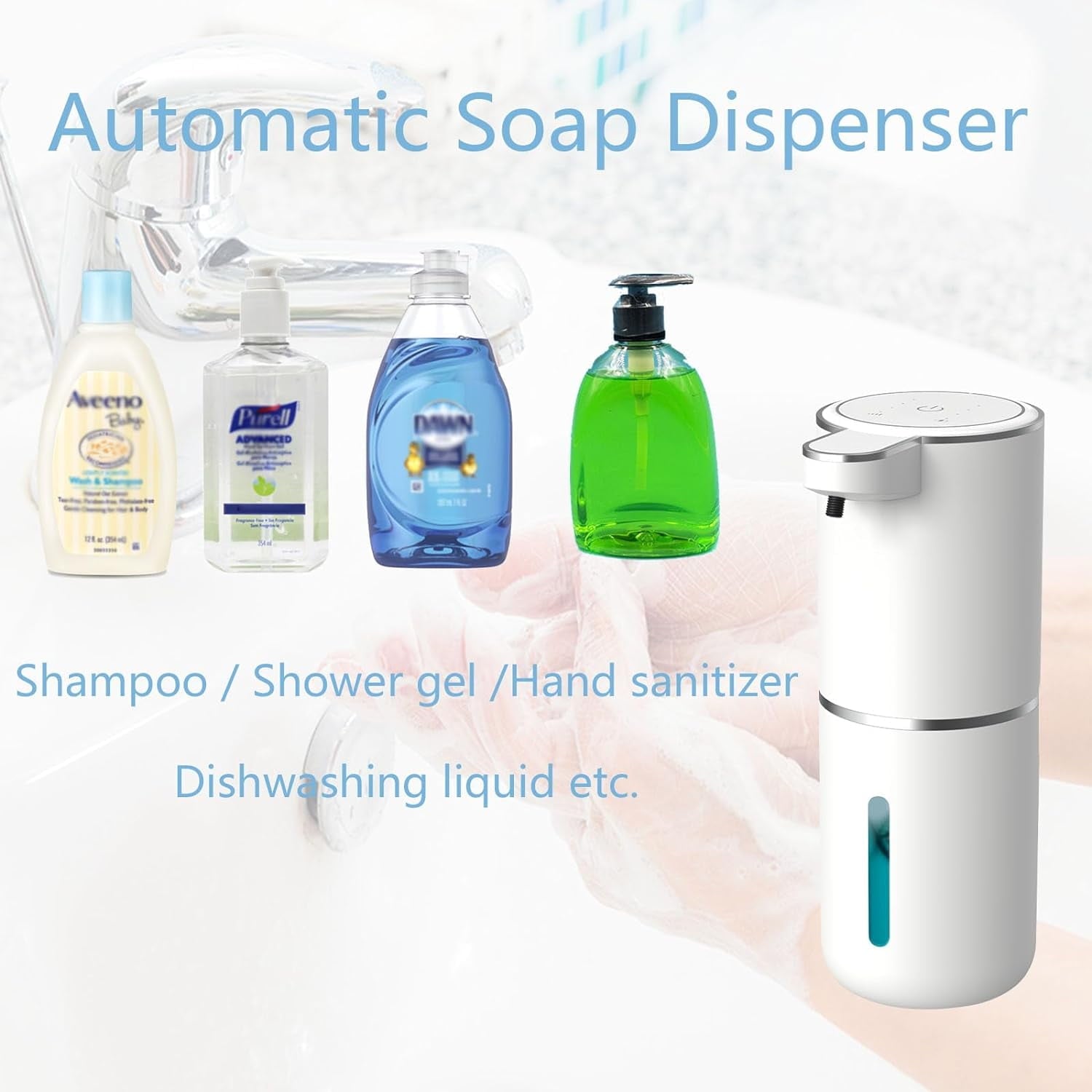 BN-LINK Automatic Liquid Soap Dispenser, 380ML USB Rechargeable Touchless Dispenser Electric Wall Mounted 4 levels Adjustable Liquid Soap Dispenser Pump for Bathroom Kitchen Dish Soap