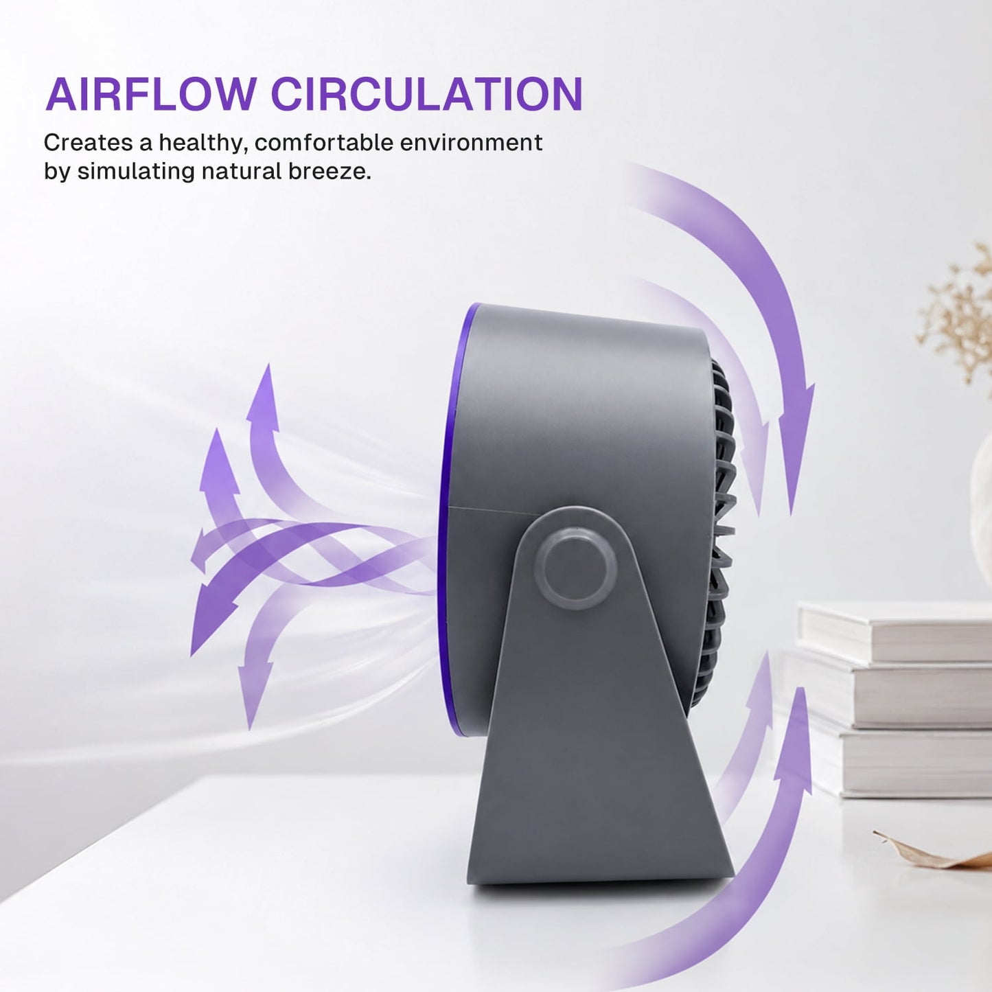Behome Desk Fan, Small Table Fan with 5 Speeds Adjustable Strong Wind, Mini Desktop Fan with LED Display for Office, Home, Bedroom, kitchen, Black