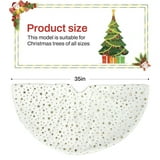 BN-LINK Christmas Tree Skirt, 35 Inch Faux Fur White Tree Skirts with Gold Little Star, Xmas Tree Mat for Holiday Home Decorations