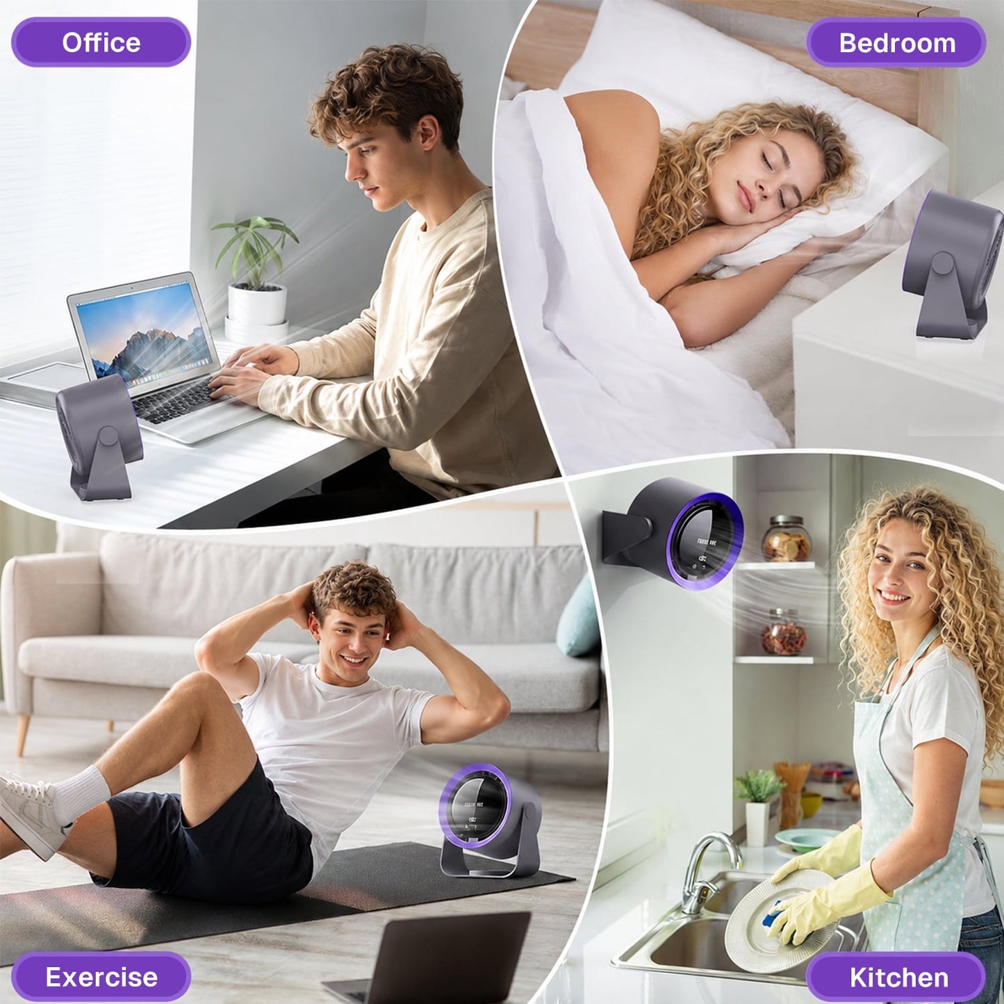 Behome Desk Fan, Small Table Fan with 5 Speeds Adjustable Strong Wind, Mini Desktop Fan with LED Display for Office, Home, Bedroom, kitchen, Black