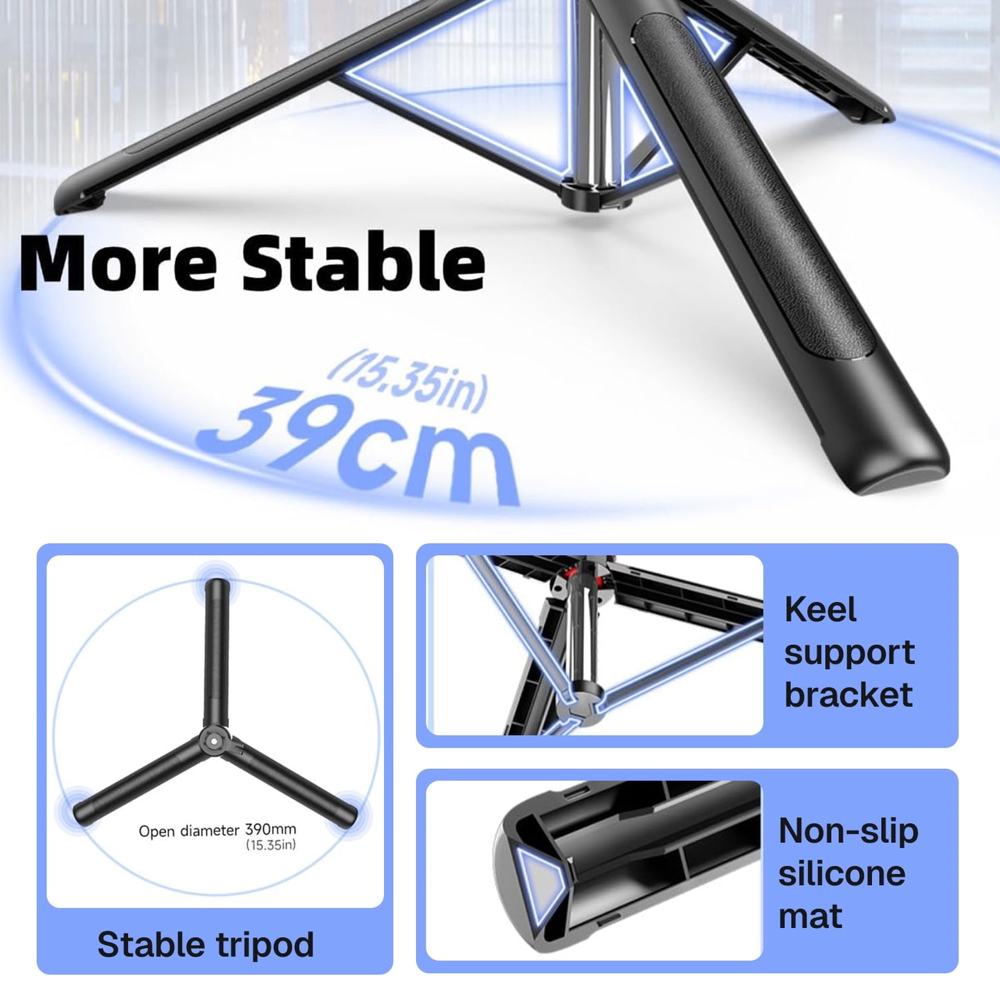 BN-LINK 67" Selfie Stick Tripod with Light, 360°Rotating Extendable Cell Phone Stand with Remote and Phone Holder, Phone Tripod Compatible with iPhone Android Phone, Camera