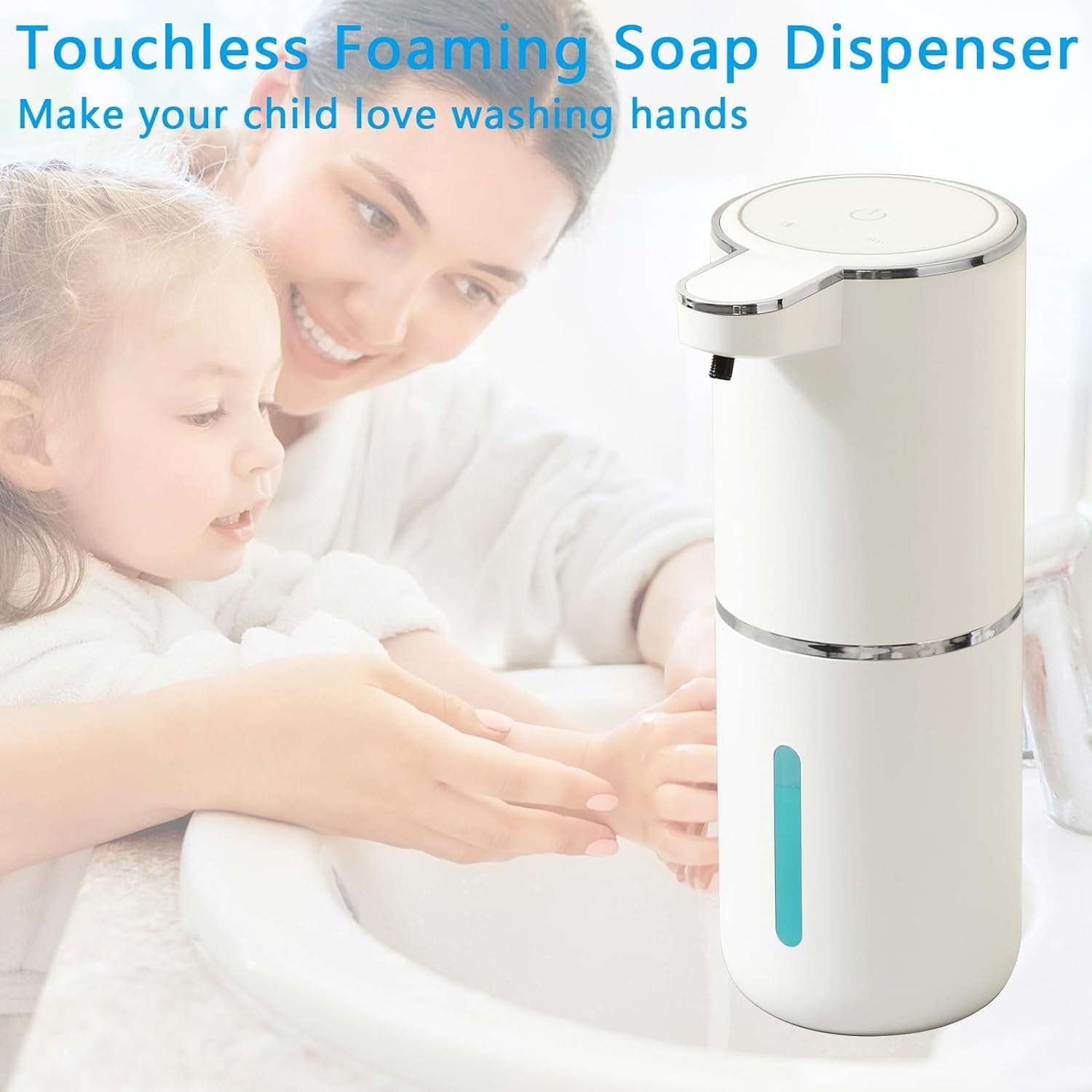 BN-LINK Automatic Foam Soap Dispenser, 380ML USB Rechargeable Touchless Dispenser Electric Wall Mounted 4 levels Adjustable Foam Soap Dispenser Pump for Bathroom Kitchen Dish Soap