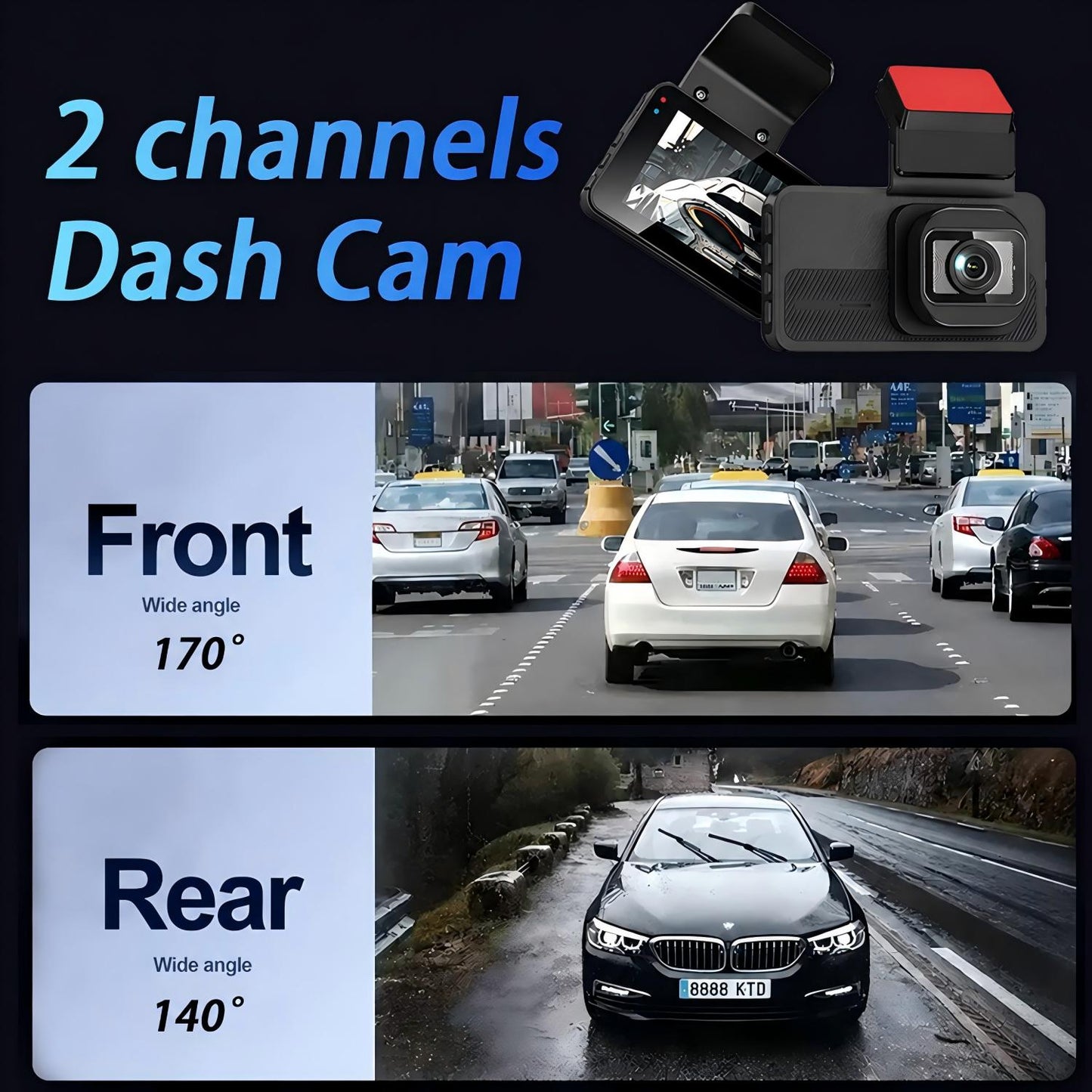 BN-LINK 4K Dual Dash Cam Front and Rear, Free 32GB Card Included, WiFi & ADAS Dash Camera for Cars, 170°Wide Angle, Super Night Vision, Loop Recording, G-Sensor, 24 Hours Parking Monitor