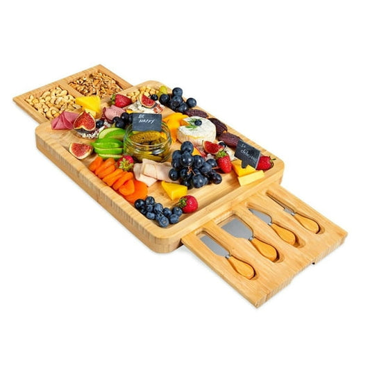 BN-LINK Charcuterie Board Set, 2 Drawers Large Bamboo Cheese Board & Platter with Accessories, House Warming Gift & Holiday Gift