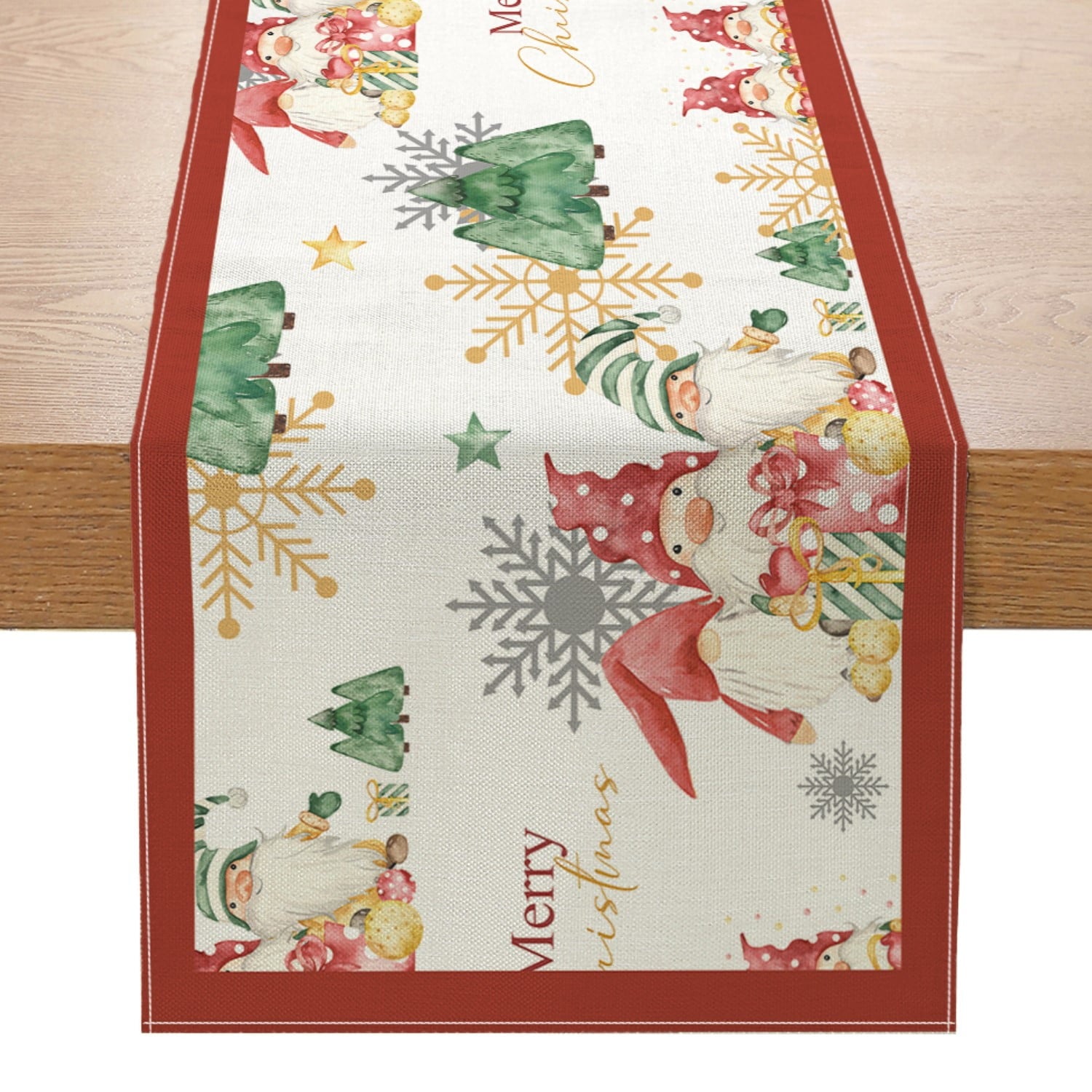 Behome Christmas Table Runner, 13 x 72 Inch Winter Christmas Table Decorations with Santa Claus & Merry Xmas, Christmas Holiday Home Decoration, Indoor/Outdoor Party Supply