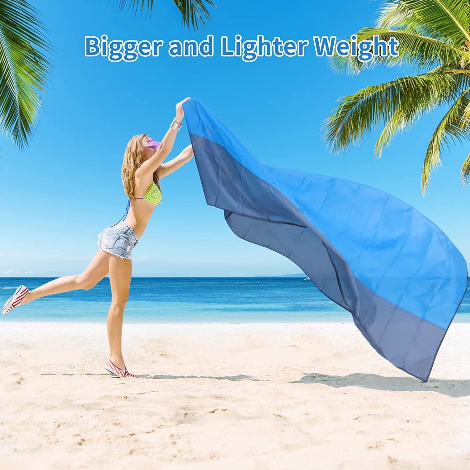 BN-LINK Beach Blanket 79'' x 55'', Oversized Lightweight Waterproof Sandproof Beach Blanket, Large Picnic Blankets for Beach, Travel, Camping, Hiking, Picnic