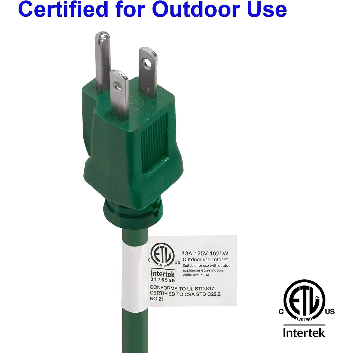 BN-LINK 25 ft Outdoor Extension Cord 16/3 SJTW, Lawn & Garden Green Cable for Holiday Decoration, 3-Prong Grounded Plug, Water & Weather Resistant, Flame Retardant