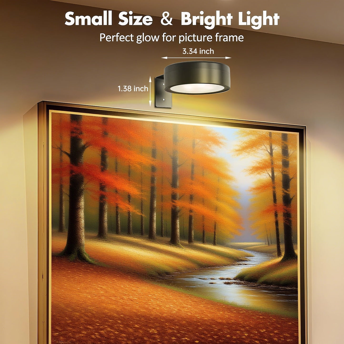 Behome 3 Pack Picture Lights, Magnetic Battery Operated Painting Light with 3 Color Temperatures and 5 Brightness, Remote Dimmable Timer Picture Frame Light for Art Painting, Art Display