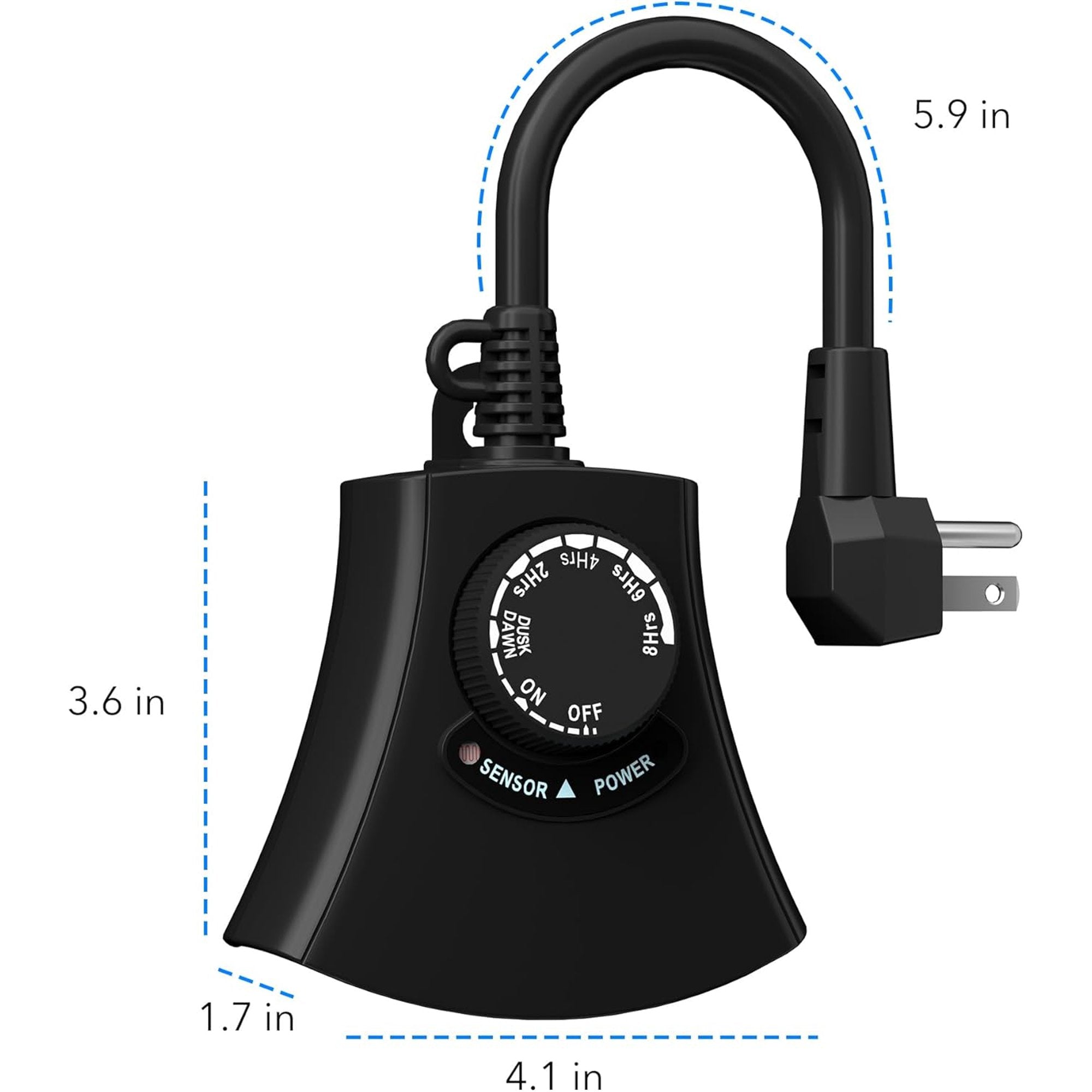 HBN Outdoor Light Timer Waterproof, Weatherproof Photocell Dusk to Dawn Light Sensor Timer 2/4/6/8 Countdown Timer, 3 Grounded Outlet for Christmas Lights，Hallowen Deceration，1875W 15A 1/2HP（2pack）