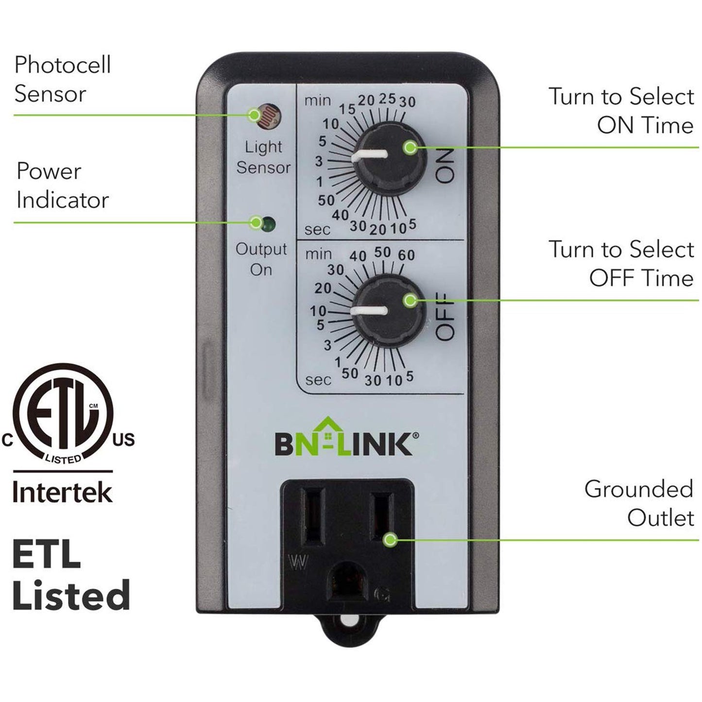 BN-LINK Short Period Repeat Cycle Intermittent Timer, Interval Timer - Day, Night, or 24 Hour Operation