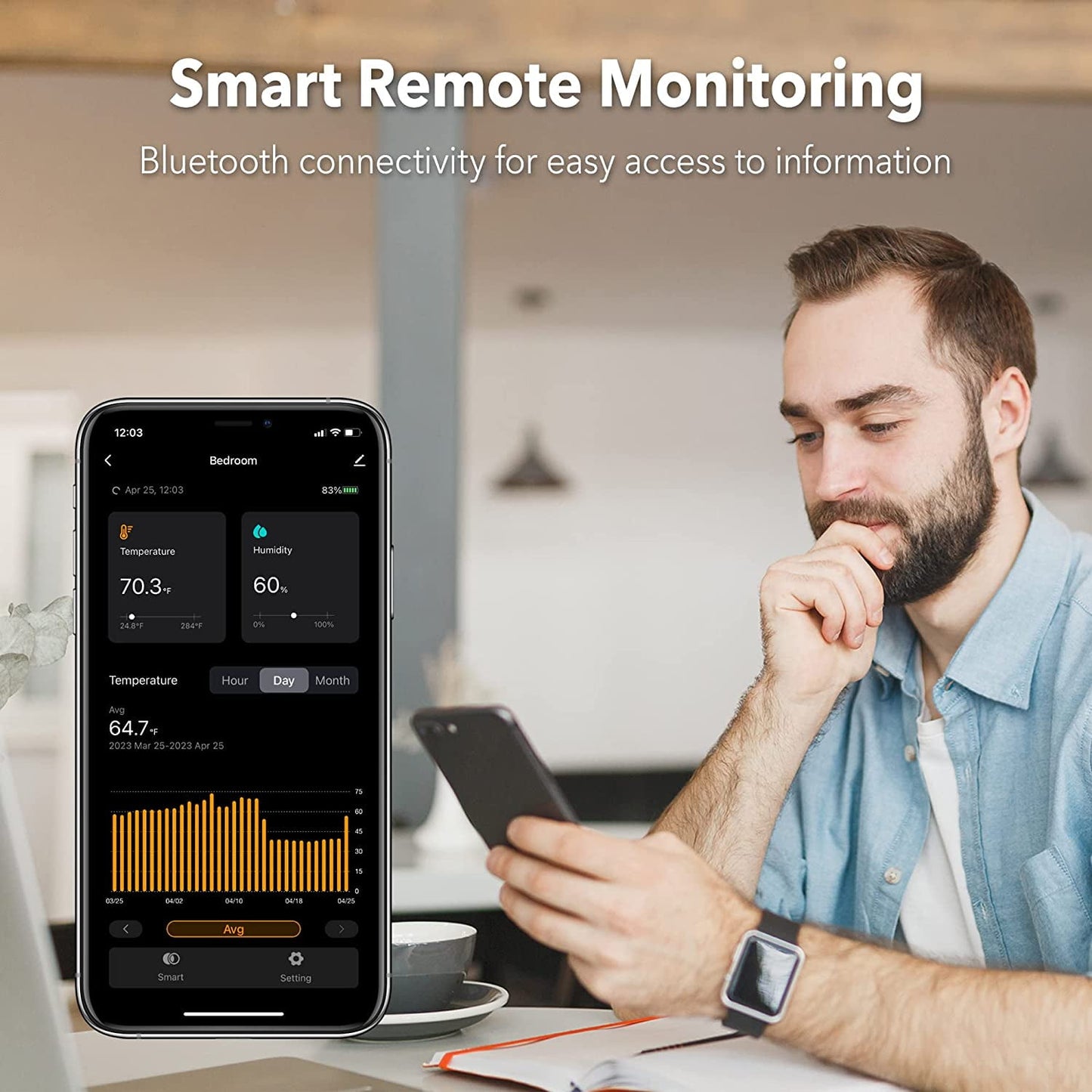 BN-LINK Bluetooth Hygrometer Thermometer,Indoor Temperature Humidity Monitors, Digital Humidity Meter with App Control for Home Baby Room Terrarium Incubator Greenhouse(2 Pack)