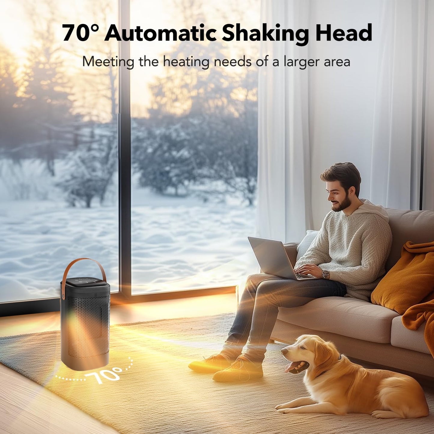 BN-LINK Space Heater with Remote, 1500W Portable Electric Space Heater with Thermostat & Timer, Indoor Small Heater with Heating and Fan Modes for Bedroom, Office and Indoor Use