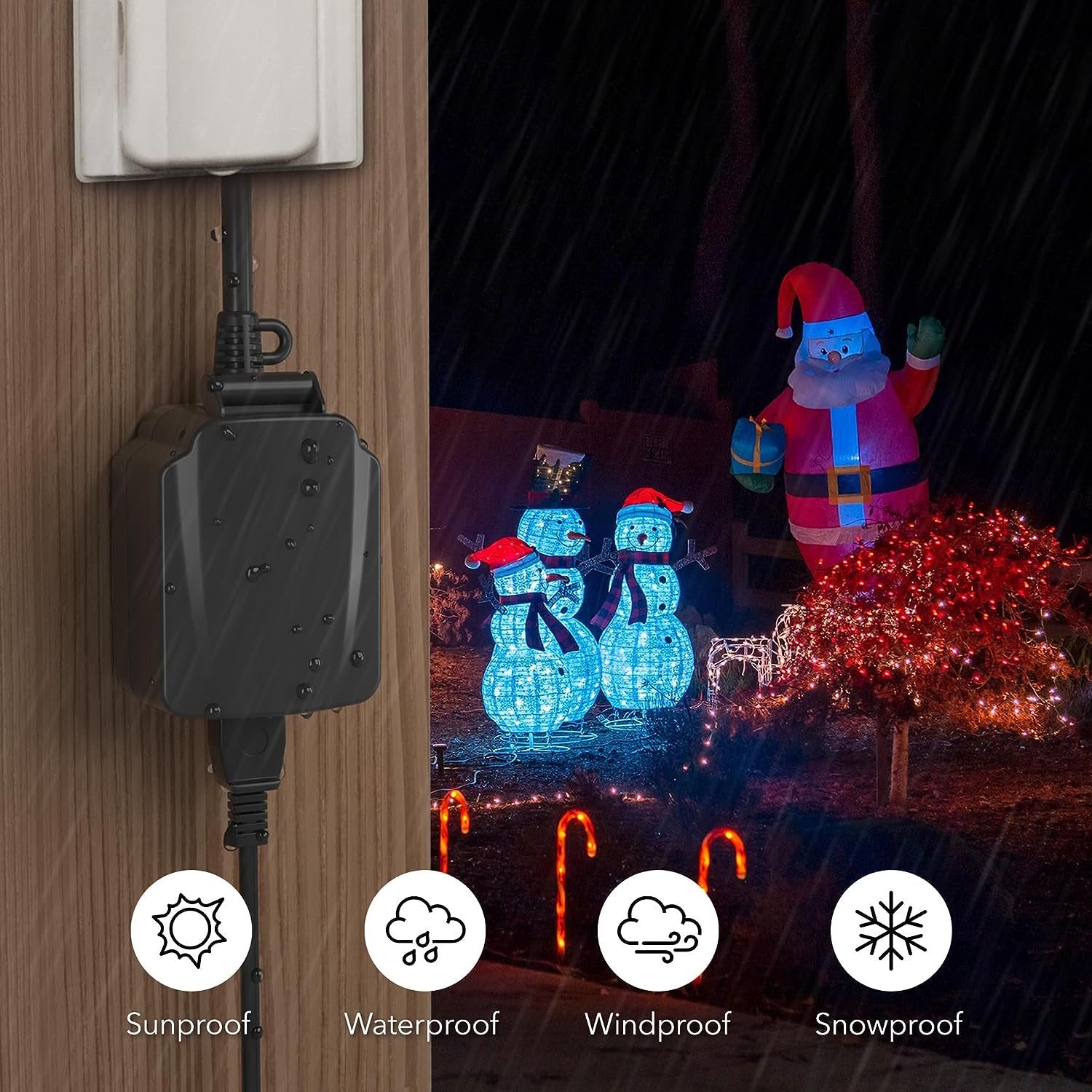 BN-LINK 24-Hour Mechanical Outdoor Light Timer, Waterproof Outdoor Plug Timer, Featuring 1 Grounded Timer Outlet for String Lights and Halloween Decor, 15A 1/2HP, Heavy Duty(2 pack)