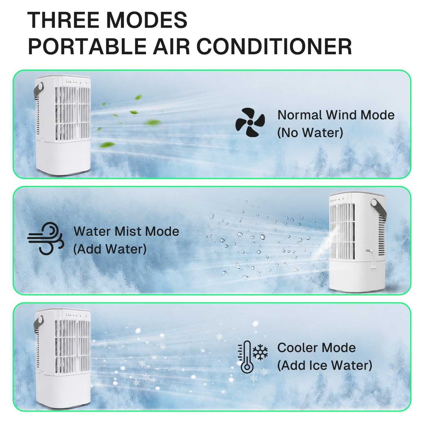 Behome Mini Portable Air Conditioners, 4-in-1 Personal Mini Air Conditioner Cooling Fan, Cooling Fan with 3 Speeds & 3 Mist, 7-Color Night Light, 900 ML Small Cooling Fan For Indoor Office Bedroom