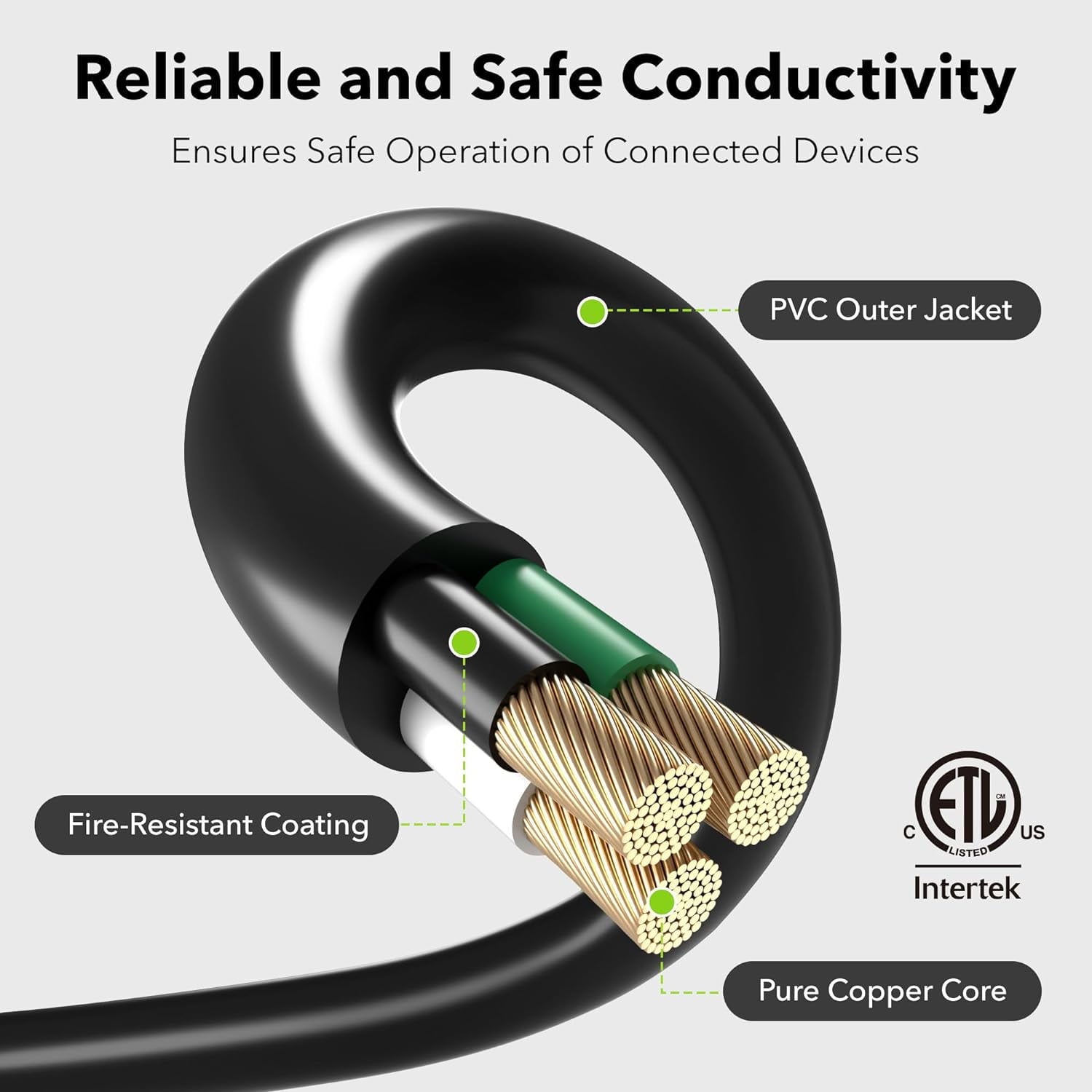 BN-LINK 15ft Indoor/Outdoor Extension Cord 16/3 SJTW, Black, Water & Weather Resistant, 3-Prong Grounded Plug for Landscaping & Holiday Decorations, Home & Office, 13A, ETL