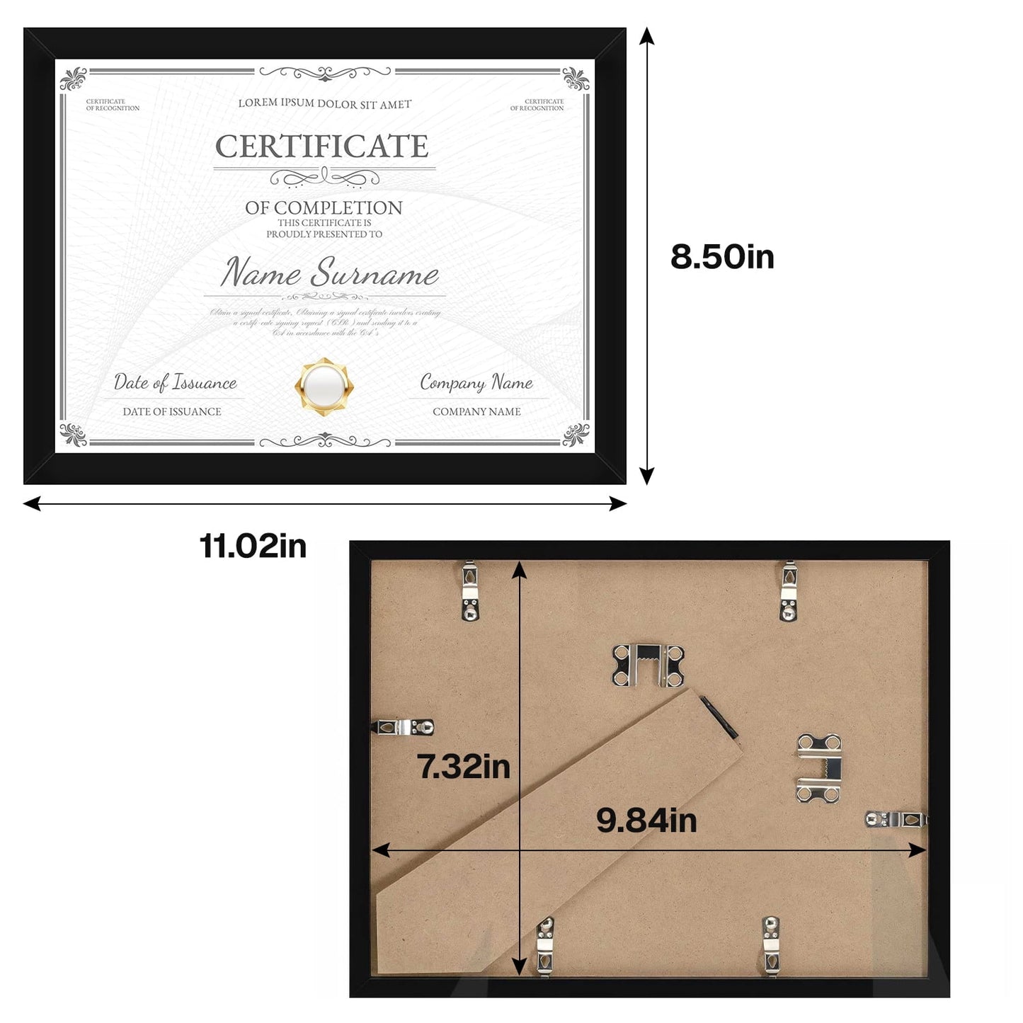 Behome 7.3 x 9.8 Diploma Frame Set of 6, Black Certificate Frame, Display Pictures 5.9 x 7.8 with Mat or 7.3 x 9.8 Without Mat, for Wall and Tabletop