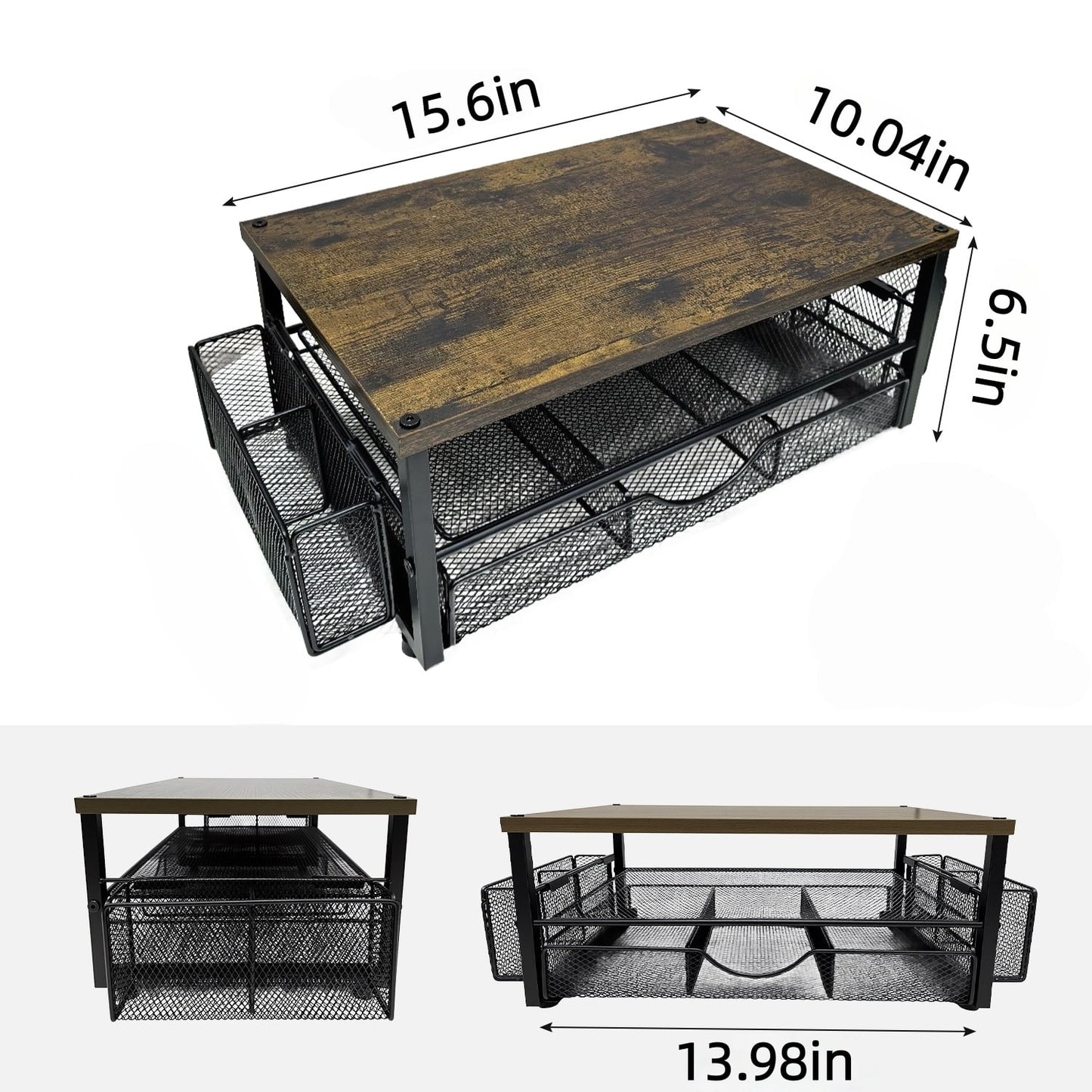 Behome Monitor Stand, 2-Tier Computer Monitor Stand for Desk with Drawer and 2 Pen Holders, Desktop Oraganizer Computer, Laptop, Screen, Printer, TV