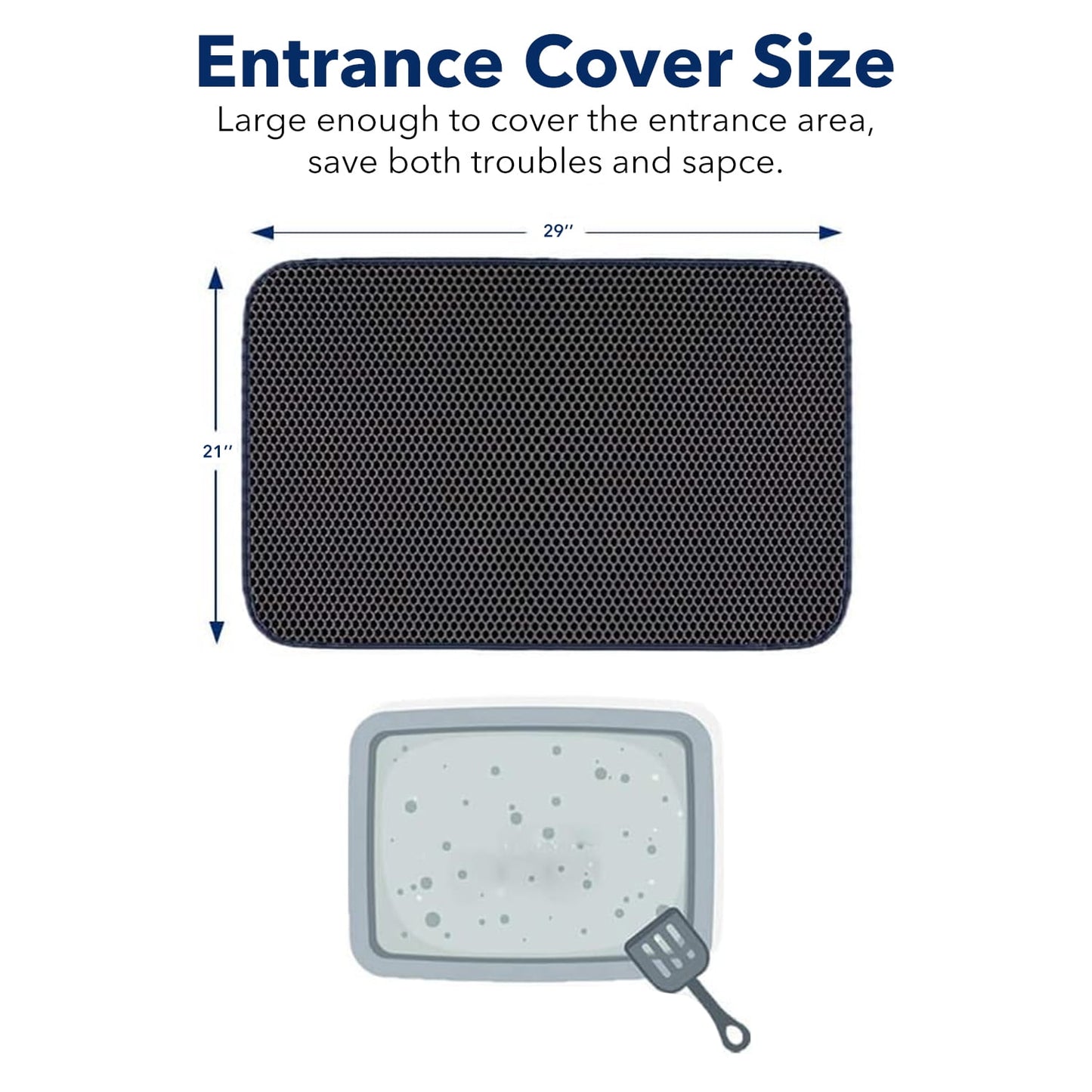 BN-LINK 21" x 29" Cat Litter Mat Trapping Match, Honeycomb Double Layer Design, Urine-Proof and Water Proof, Scatter Control, Easier to Clean & Washable(Black)
