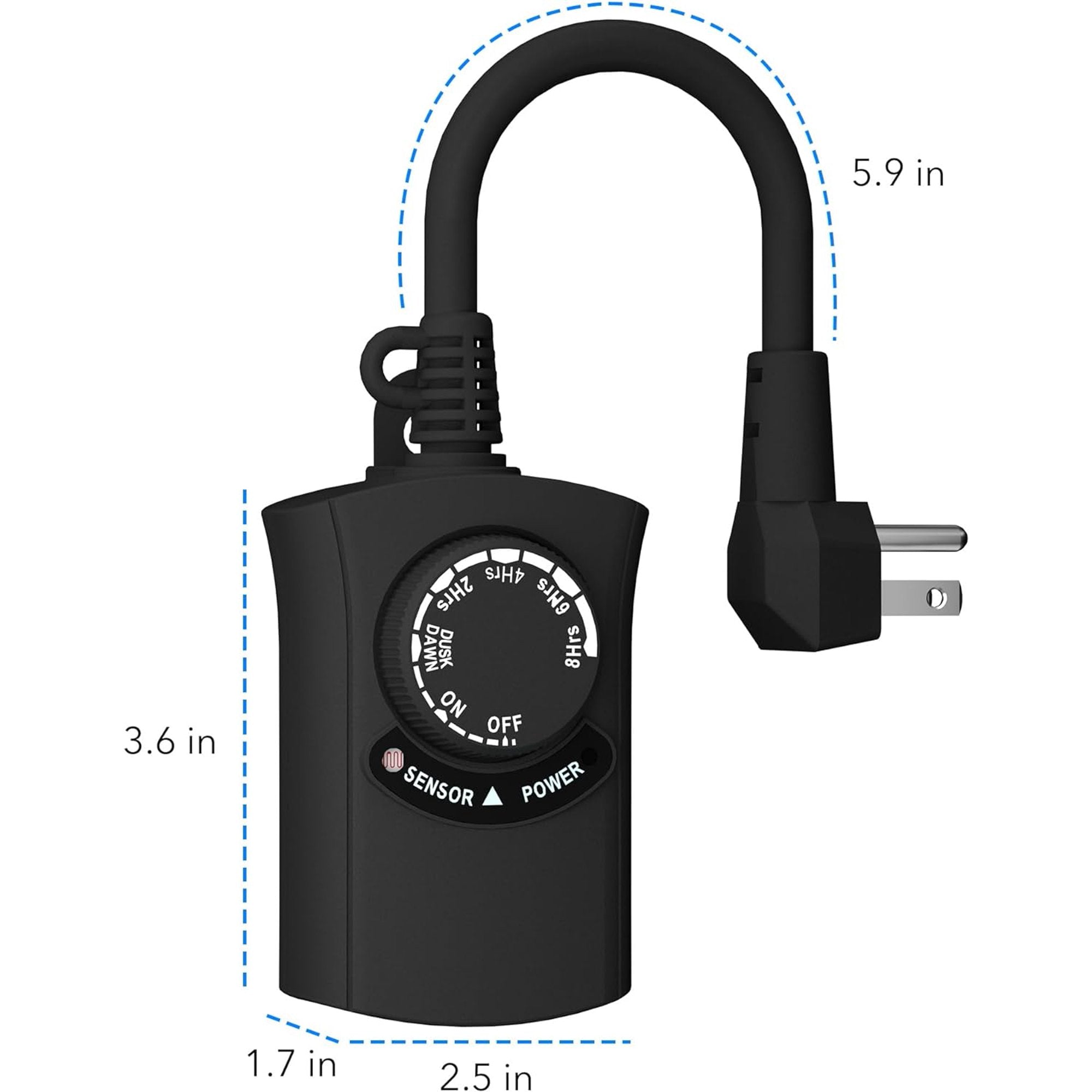 HBN Outdoor Light Timer Waterproof, Weatherproof Photocell Dusk to Dawn Light Sensor Timer 2/4/6/8 Countdown Timer, 1 Grounded Outlet for Christmas Lights，Hallowen Deceration，1875W 15A 1/2HP（2 Pack）