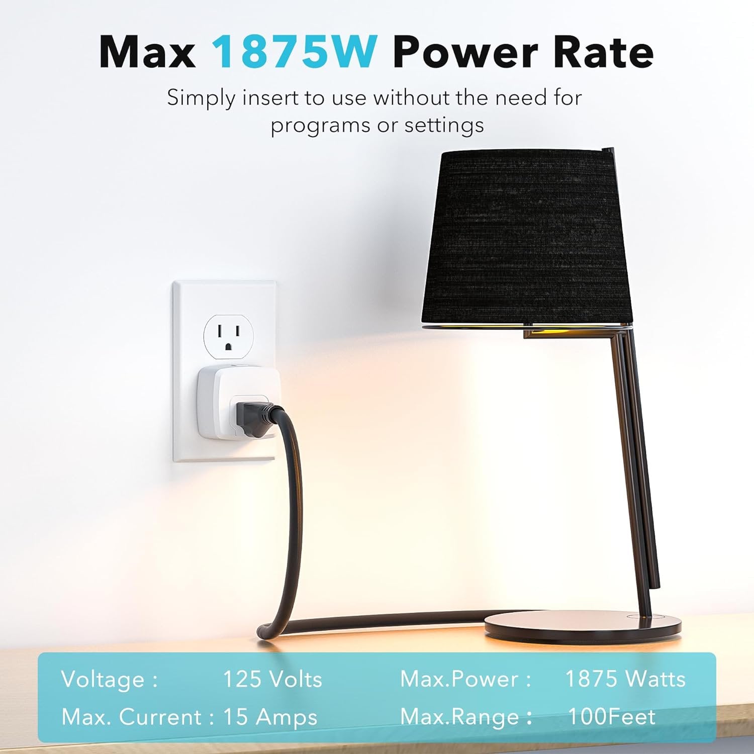 HBN Remote Control Outlet with 100FT RF Signal, Wireless On Off Switch Plug for Household Appliances, Battery Included, 15A/1875W(5 Outlets + 2 Remotes)