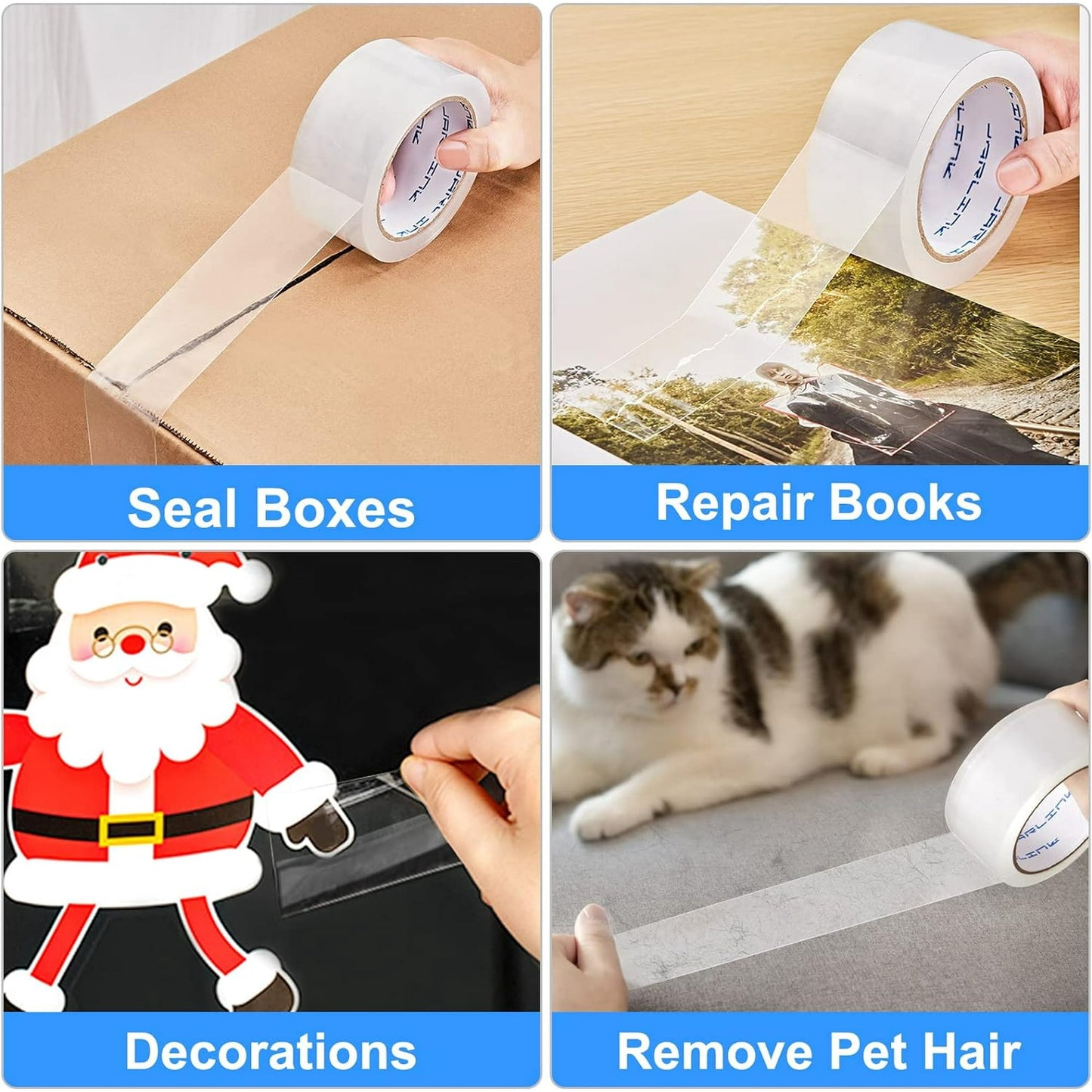 Behome Clear Shipping Packing Tape with Dispenser, 6 Rolls Heavy Duty Packing Tape for Shipping and Moving, 1.88" x 60 yd