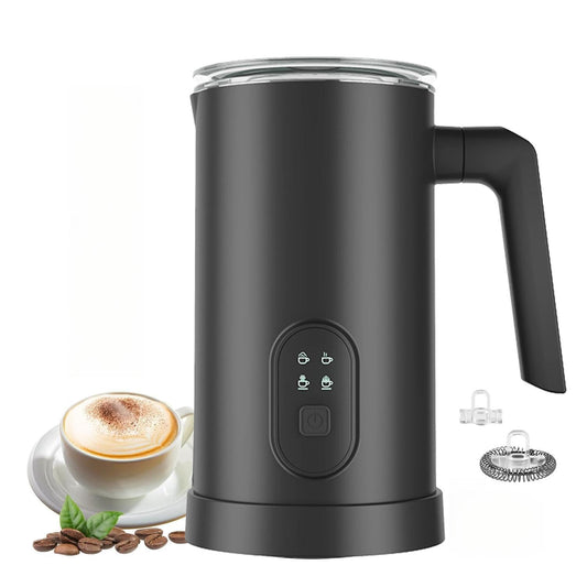 Behome Milk Frother, 4 in 1 Electric Milk Steamer, 11.8oz/350ml Automatic Hot and Cold Foam Maker and Milk Warmer for Latte, Cappuccinos, Macchiato, Hot Chocolate, Black