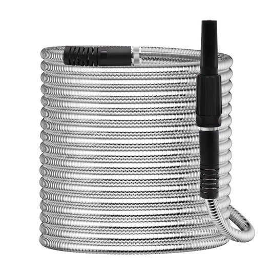 BN-LINK Garden Hose 50FT, 10 Pattern Thumb Spray Nozzle, No-Kink Flexible Stainless Steel Water Hose, Lightweight Leak & Rust Proof Water Hose for Yard, Outdoor, 3/4" Swivel Connectors