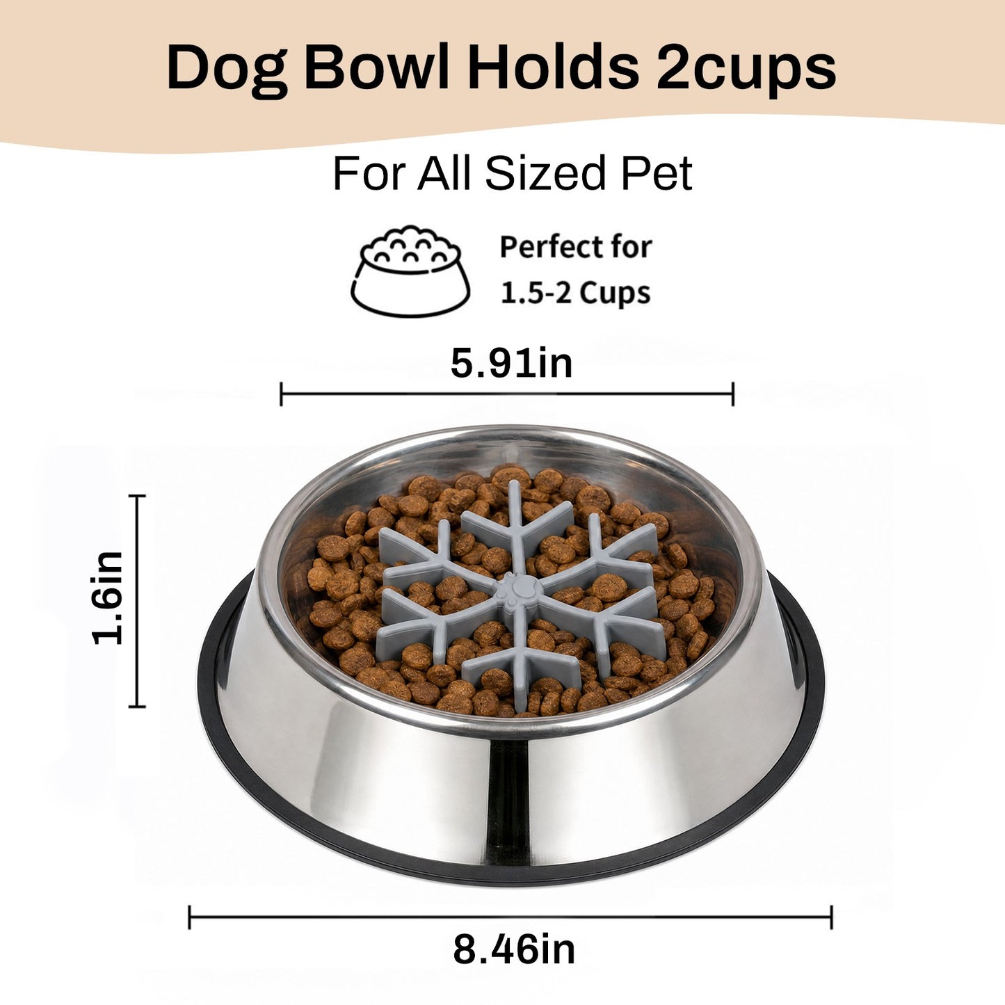 BN-LINK Stainless Steel Slow Feeder Dog Bowls, Puzzle Dog Bowls with Anti-slip Ring, for Small, Medium & Large Dogs, Dishwasher Safe