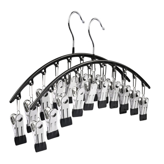 Behome 2 Pack Pants Hangers, Legging Organizer for Closet with 10 Clips, Space Saving Hanging Closet Organizer for Shorts, Jeans, Skirts, Pants