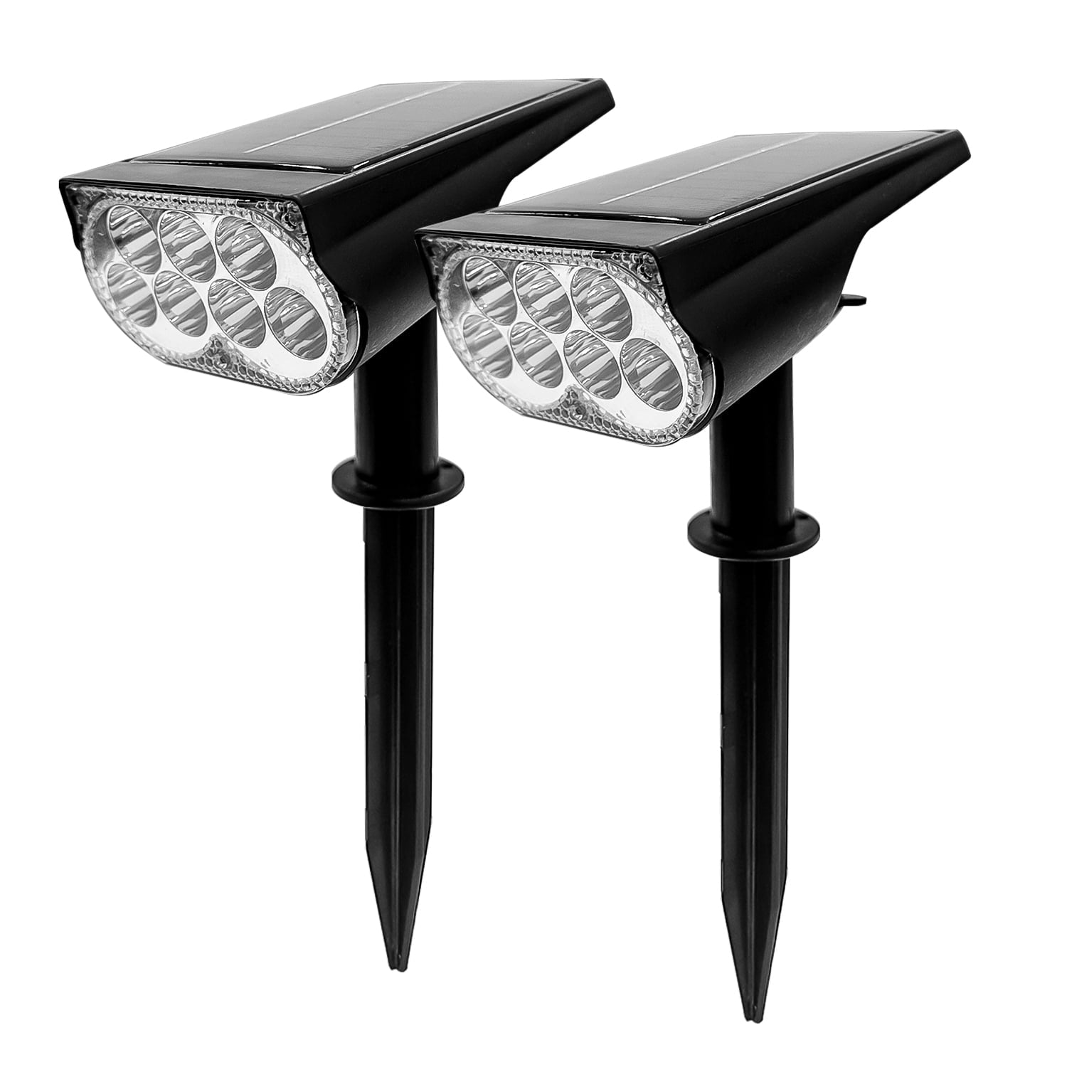 Behome Solar Spot Lights Outdoor, 7 LED Lights, 2-in-1 Waterproof Landscape Spot lights and Wall Light, Outdoor Landscape Security Lighting for Patio, Yard and Garden(2 Pack)