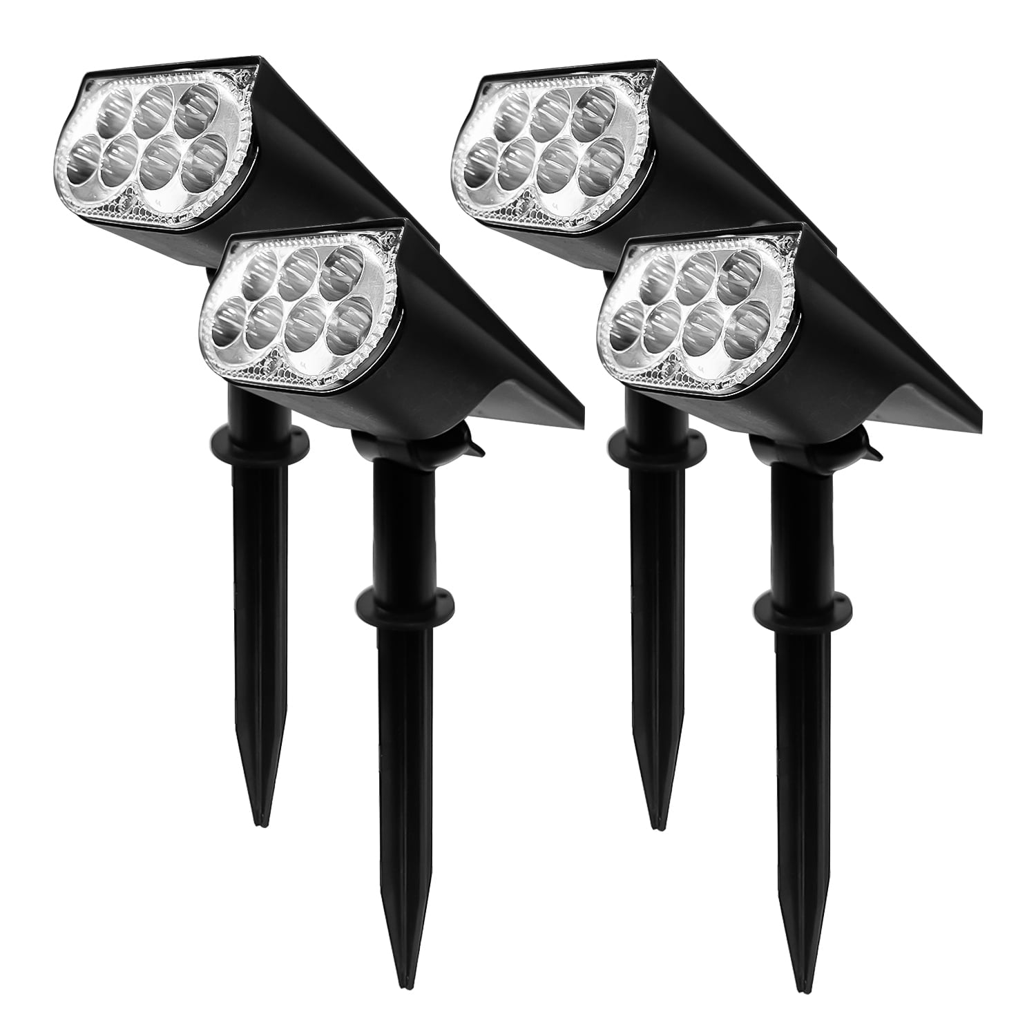 Behome Solar Spot Lights Outdoor, 7 LED Lights, 2-in-1 Waterproof Landscape Spot lights and Wall Light, Outdoor Landscape Security Lighting for Patio, Yard and Garden(4 Pack)