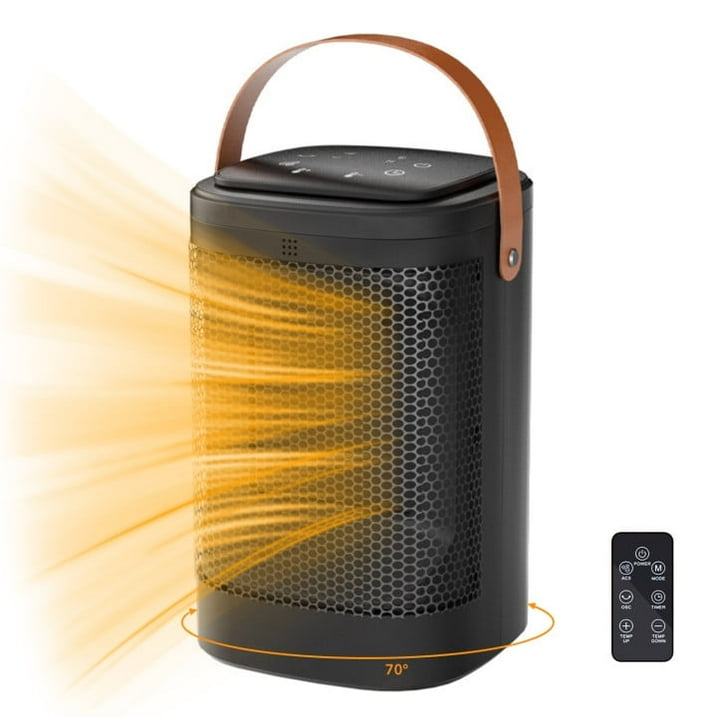BN-LINK Space Heater with Remote, 1500W Portable Electric Space Heater with Thermostat & Timer, Indoor Small Heater with Heating and Fan Modes for Bedroom, Office and Indoor Use